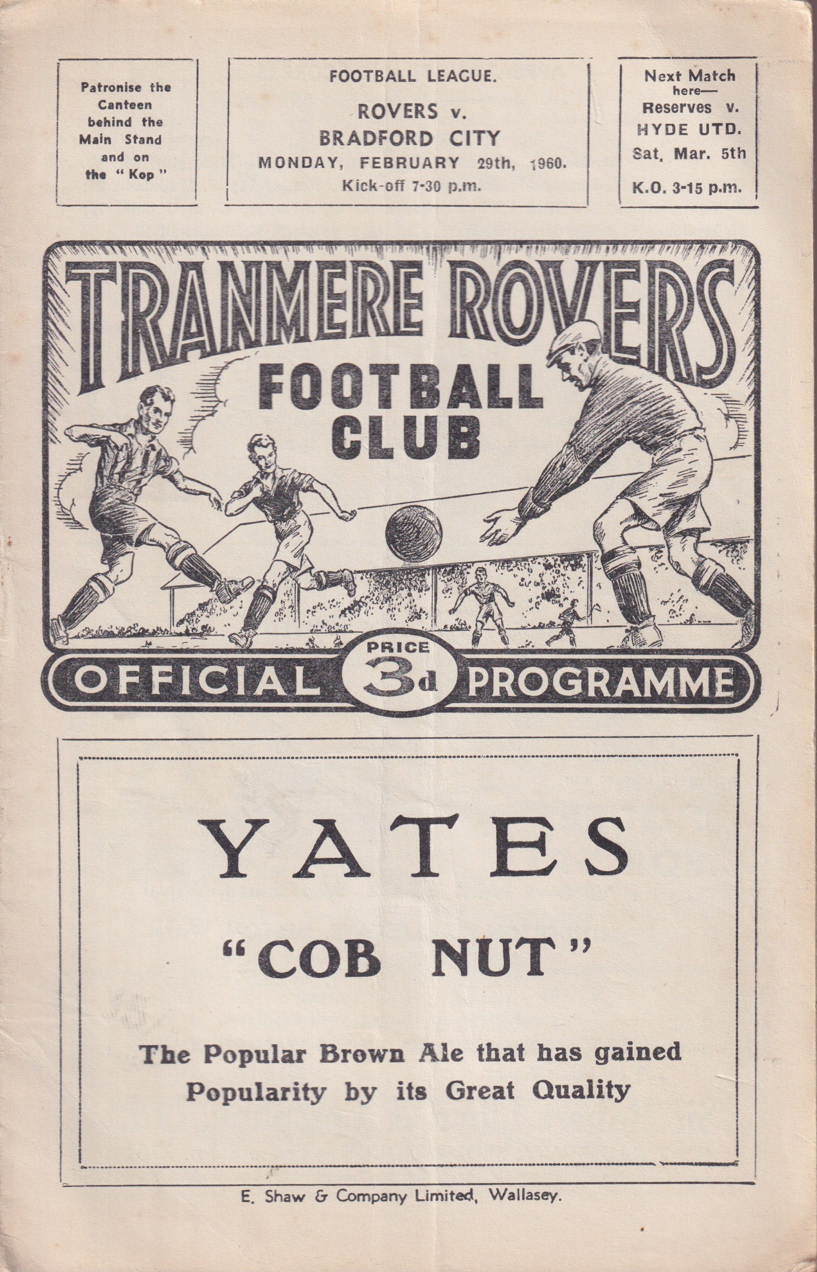 Match Programme for 29/02/1960