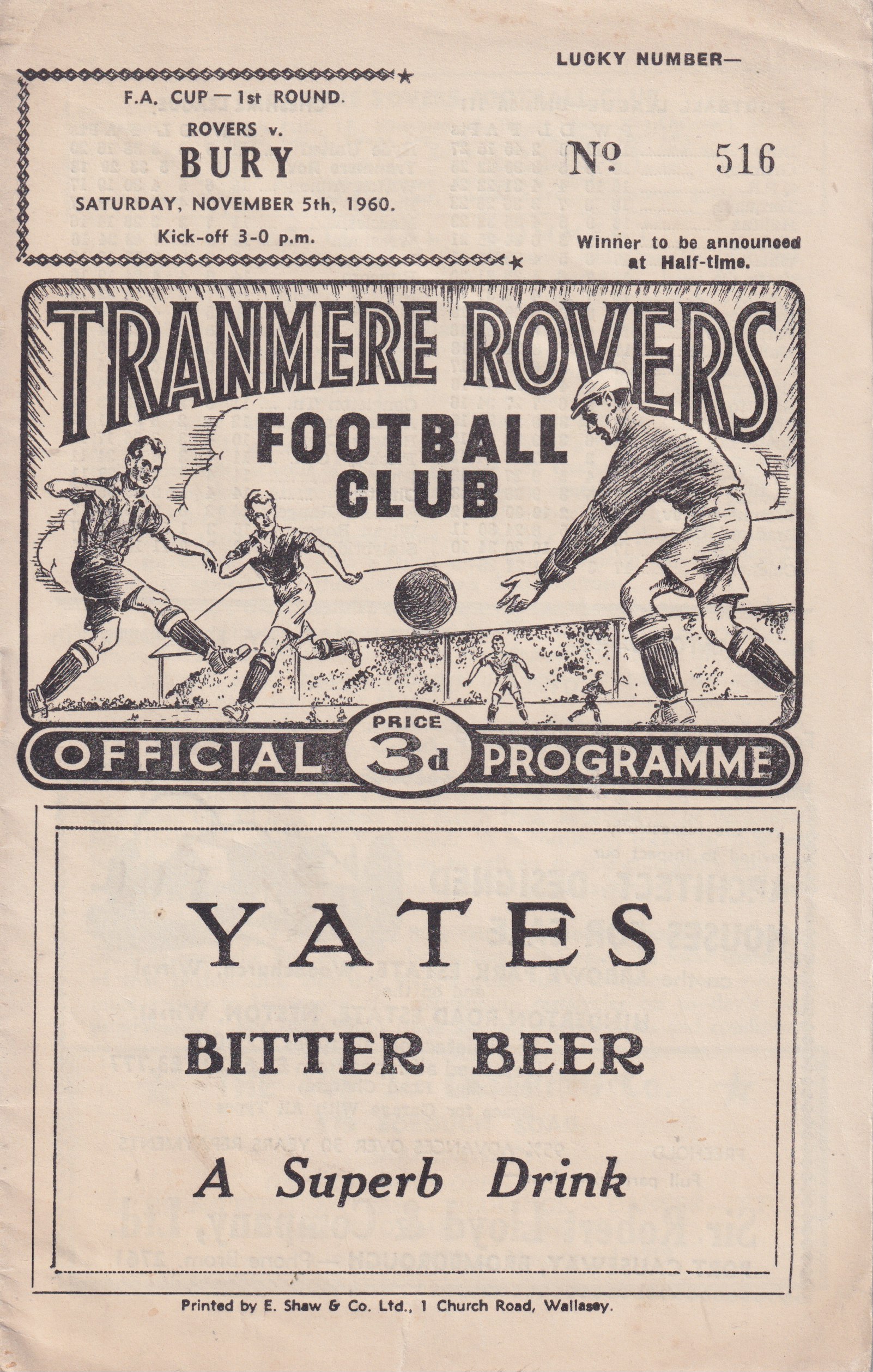 Match Programme for 05/11/1960