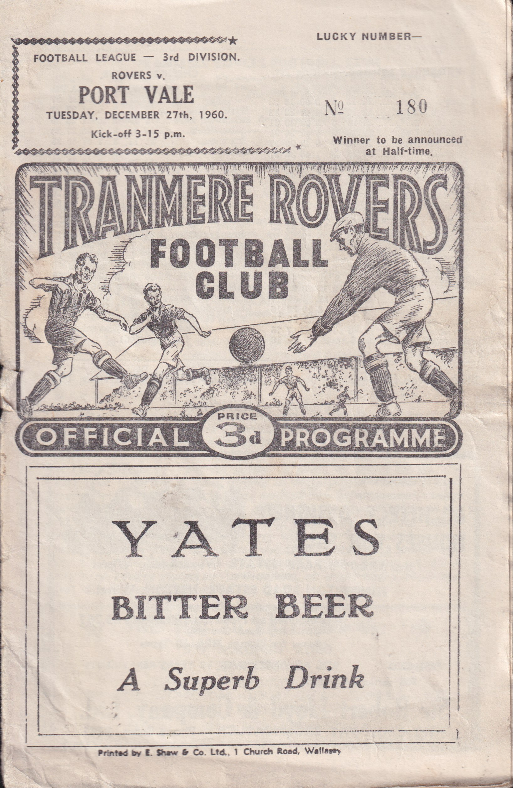 Match Programme for 27/12/1960