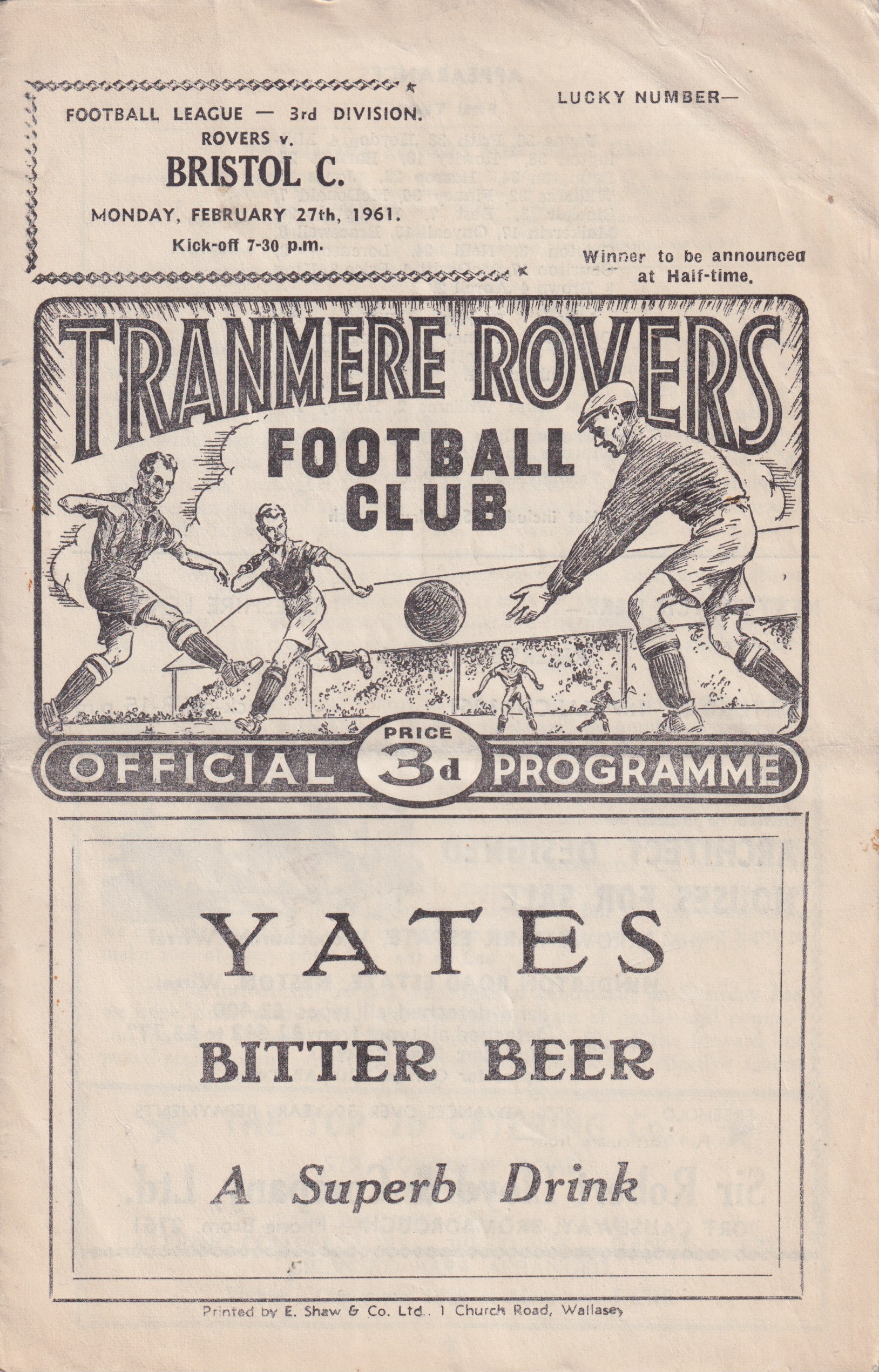 Match Programme for 27/02/1961
