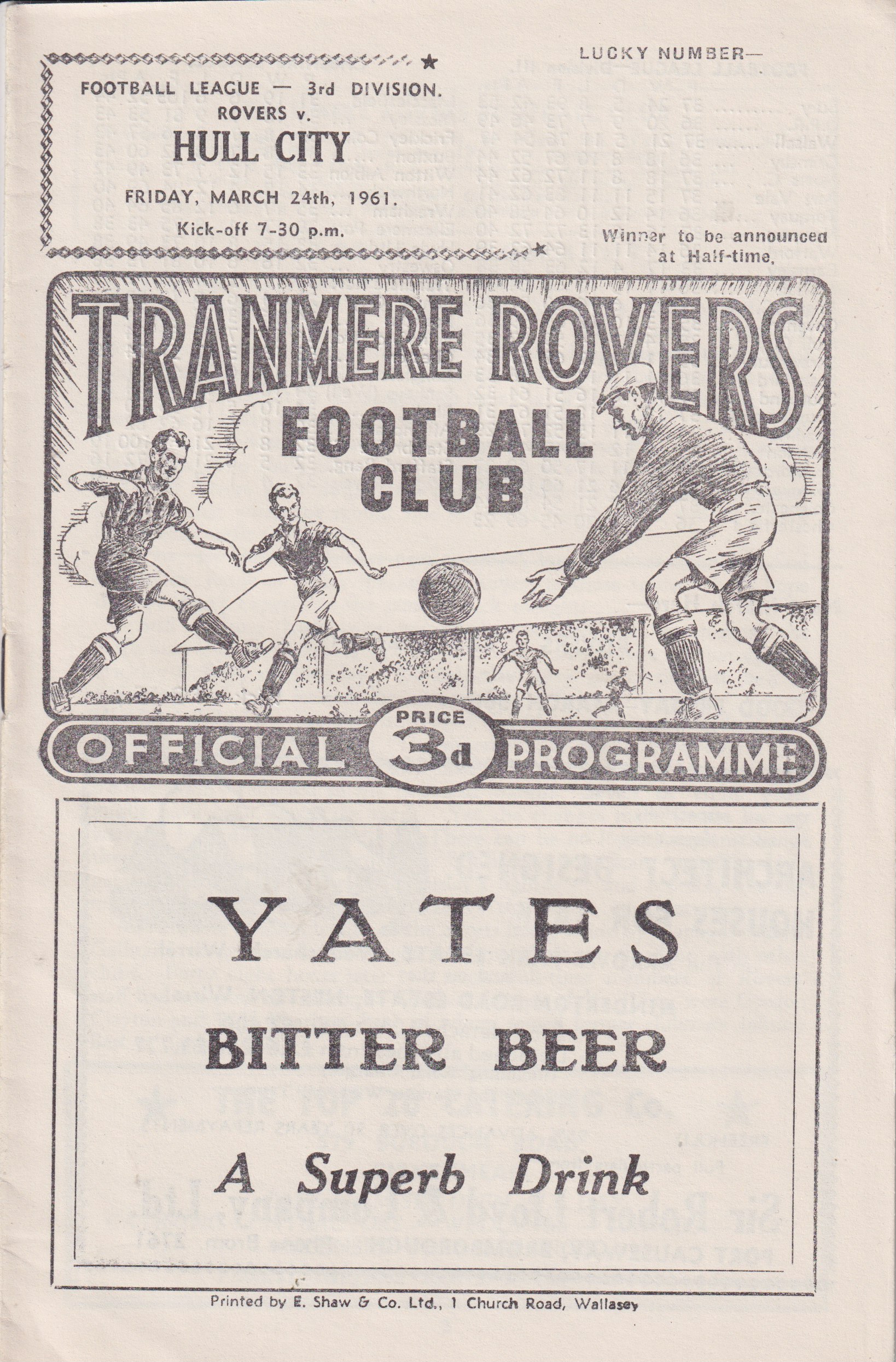 Match Programme for 24/03/1961