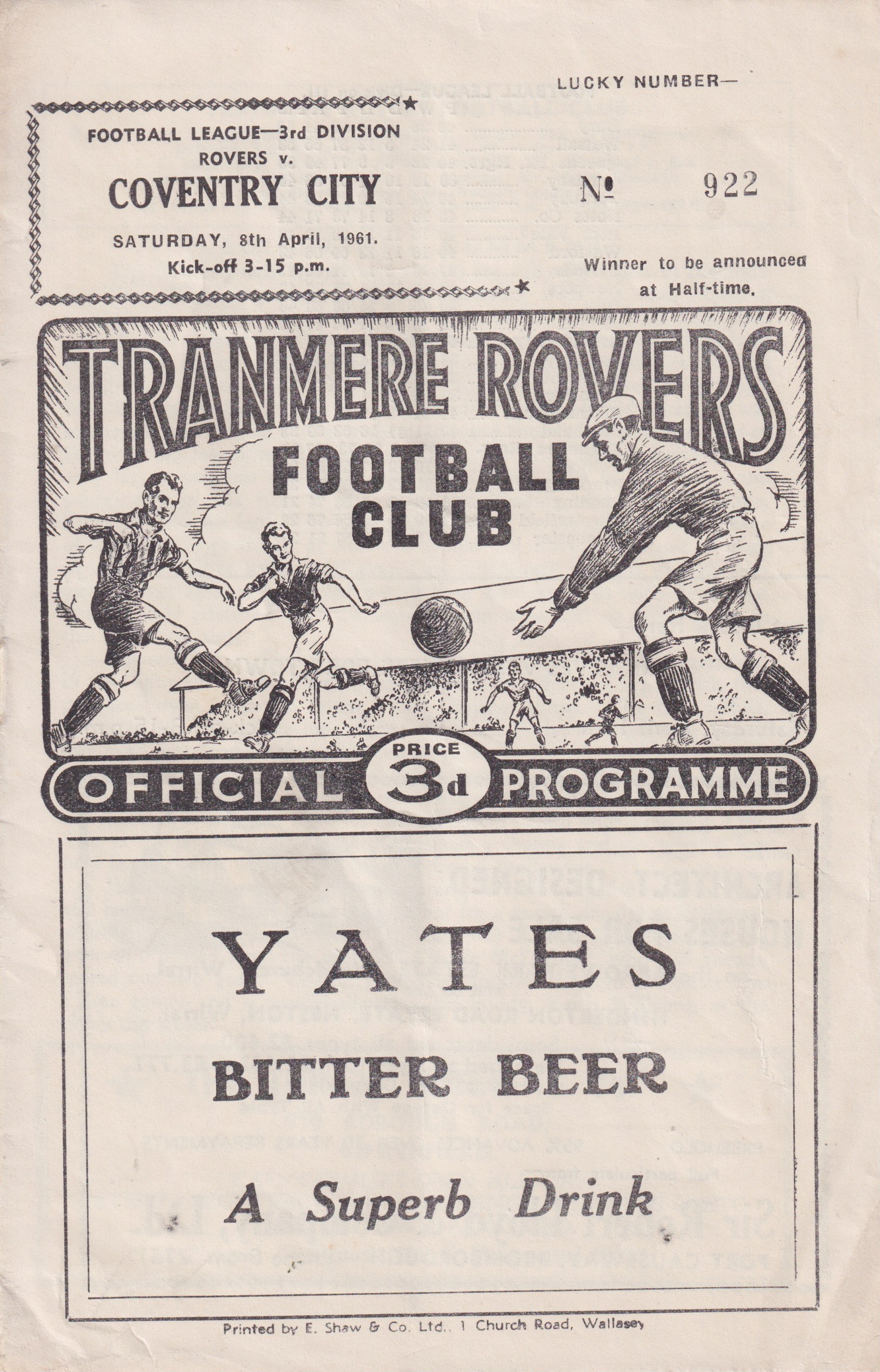 Match Programme for 08/04/1961