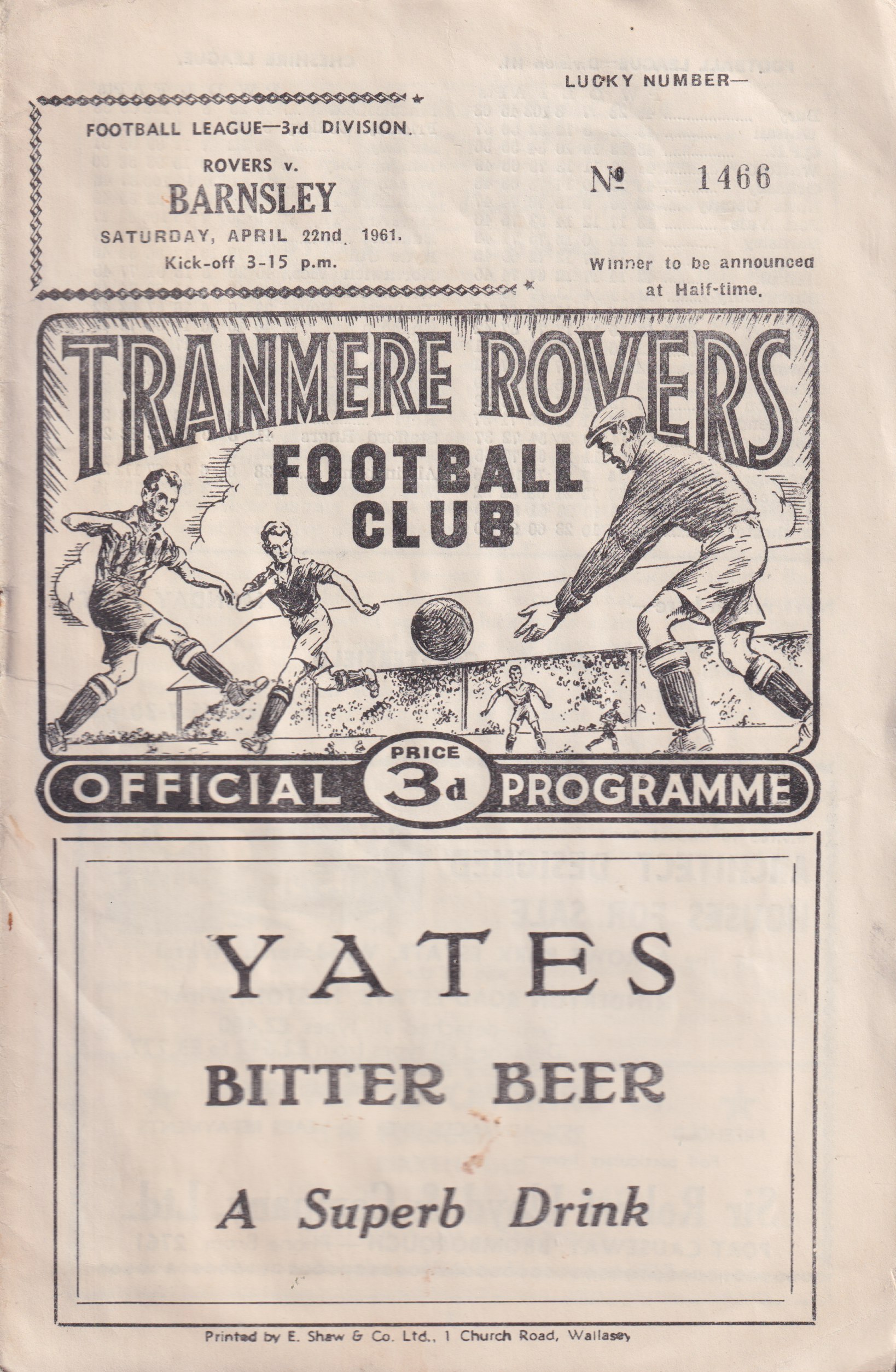 Match Programme for 22/04/1961