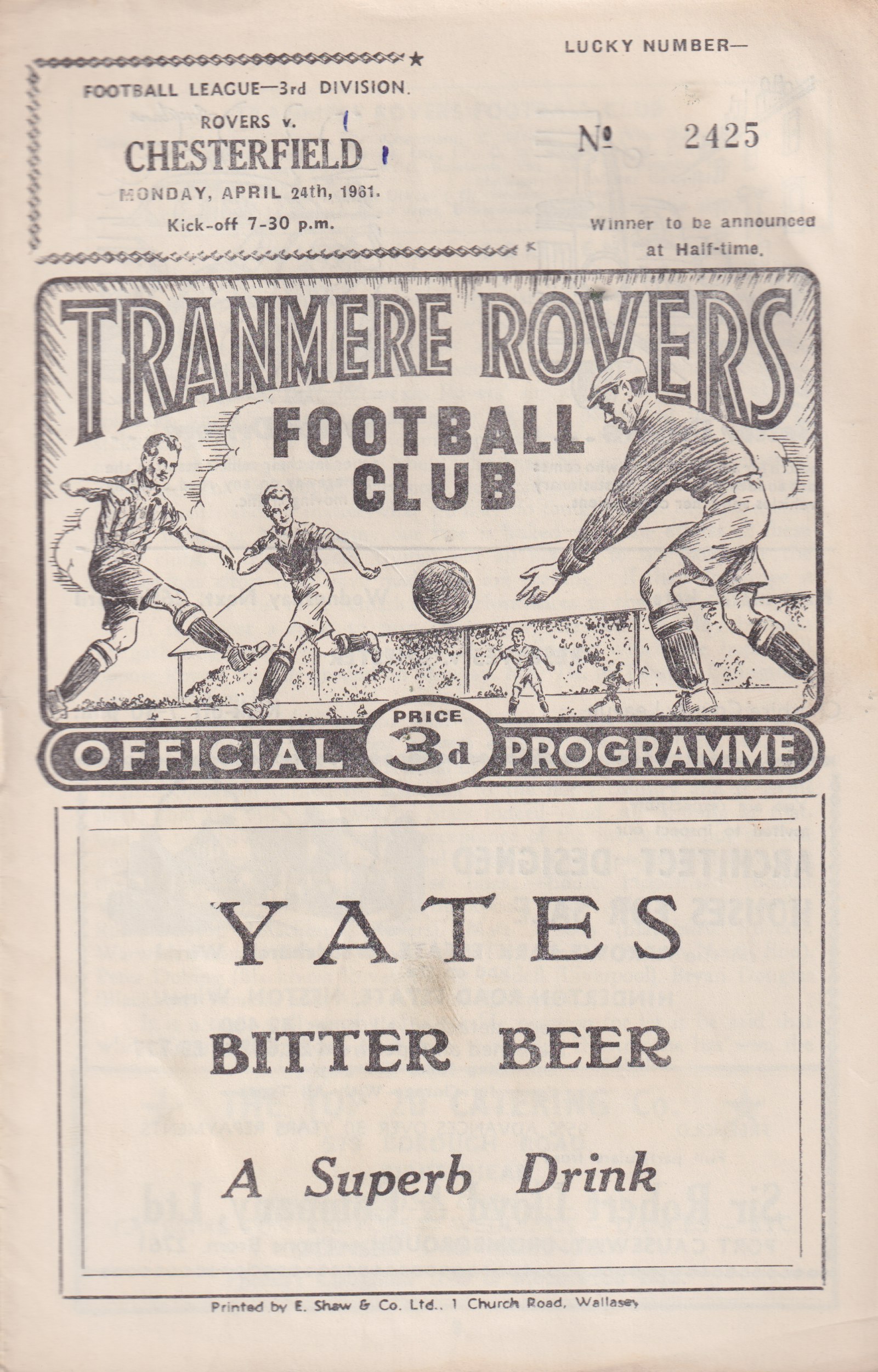 Match Programme for 24/04/1961