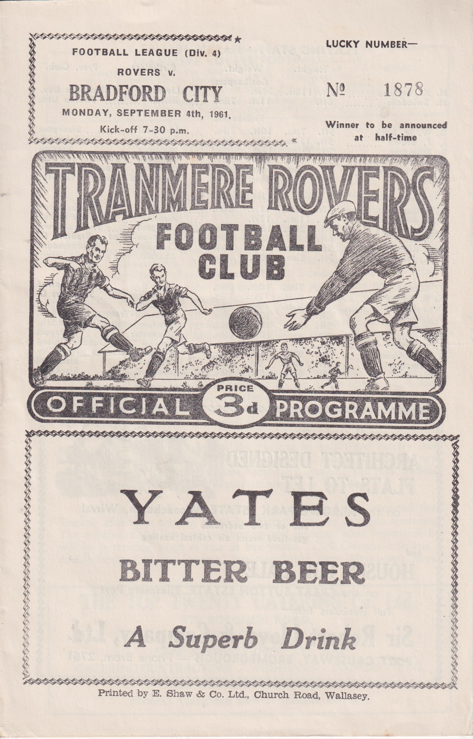 Match Programme for 04/09/1961