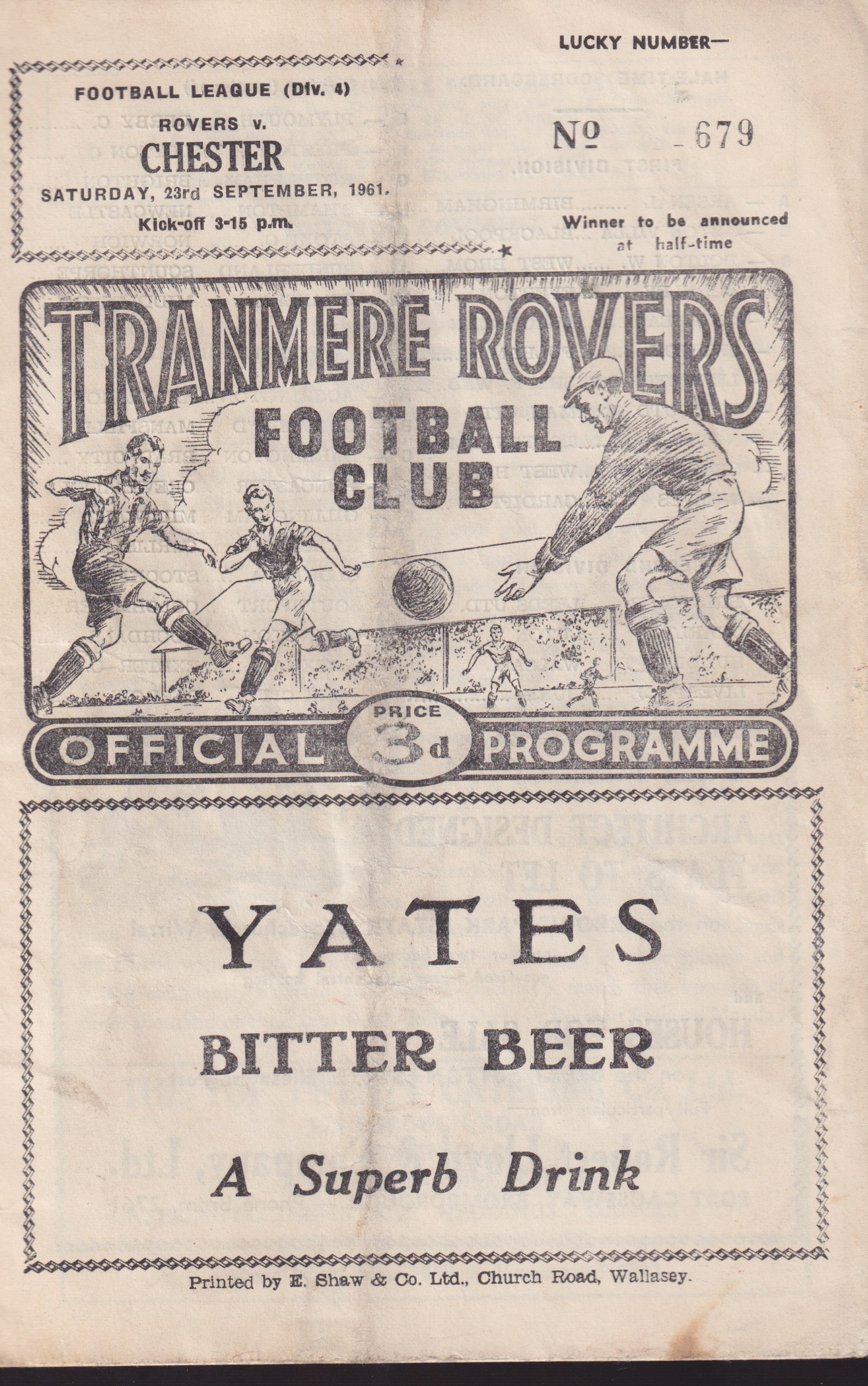 Match Programme for 23/09/1961
