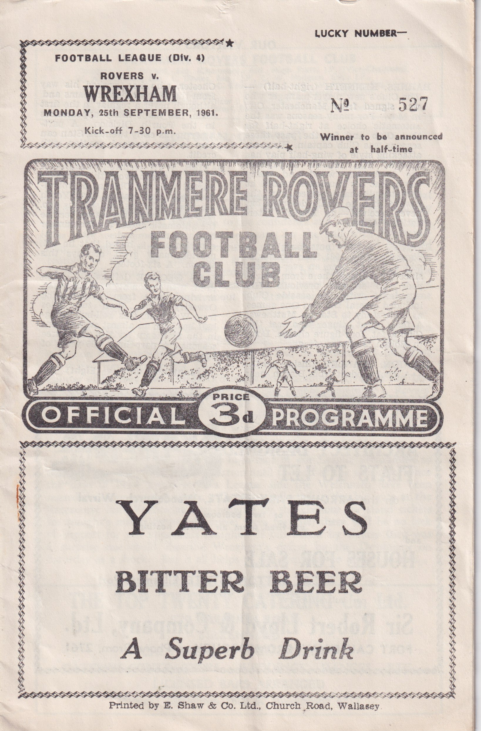 Match Programme for 25/09/1961