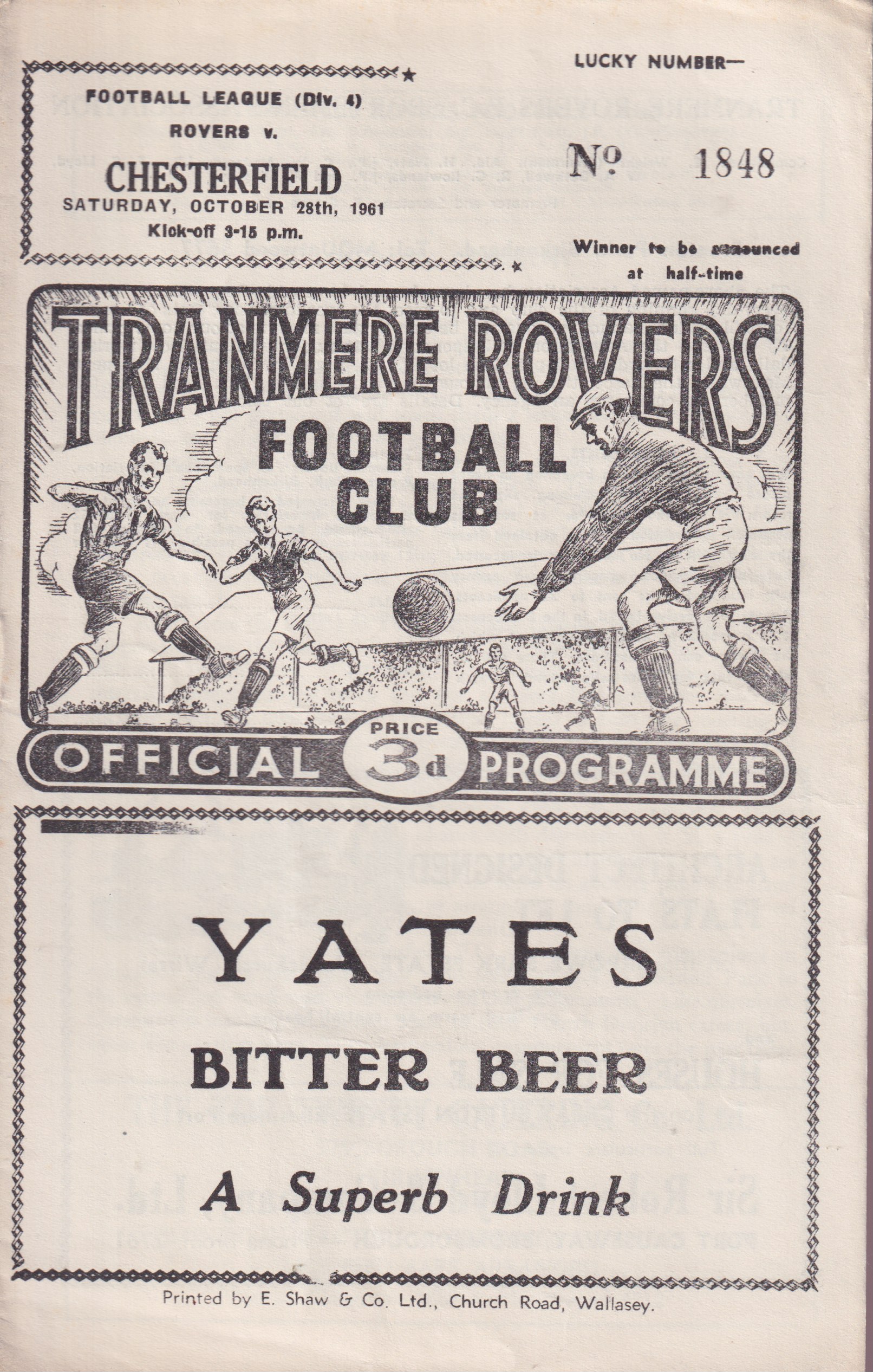 Match Programme for 28/10/1961