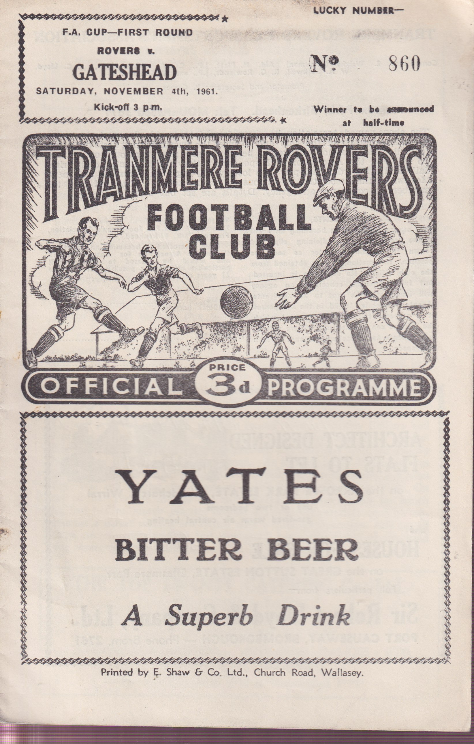 Match Programme for 04/11/1961