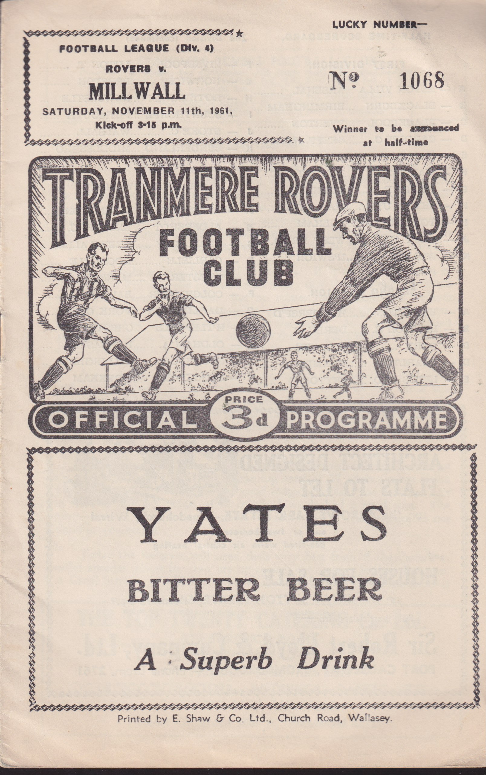 Match Programme for 11/11/1961