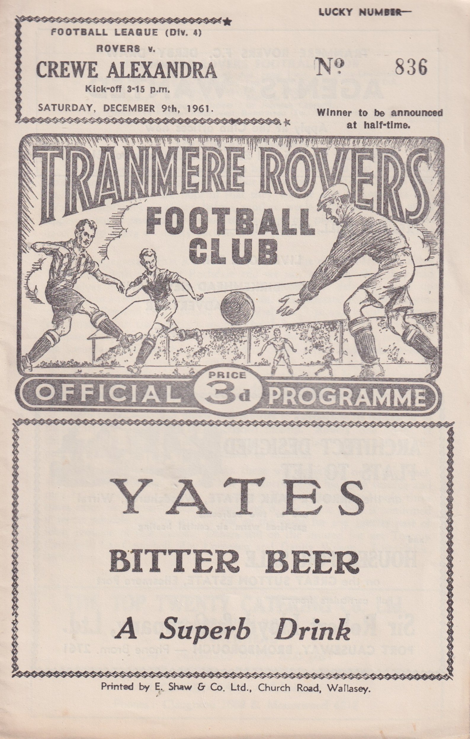 Match Programme for 09/12/1961