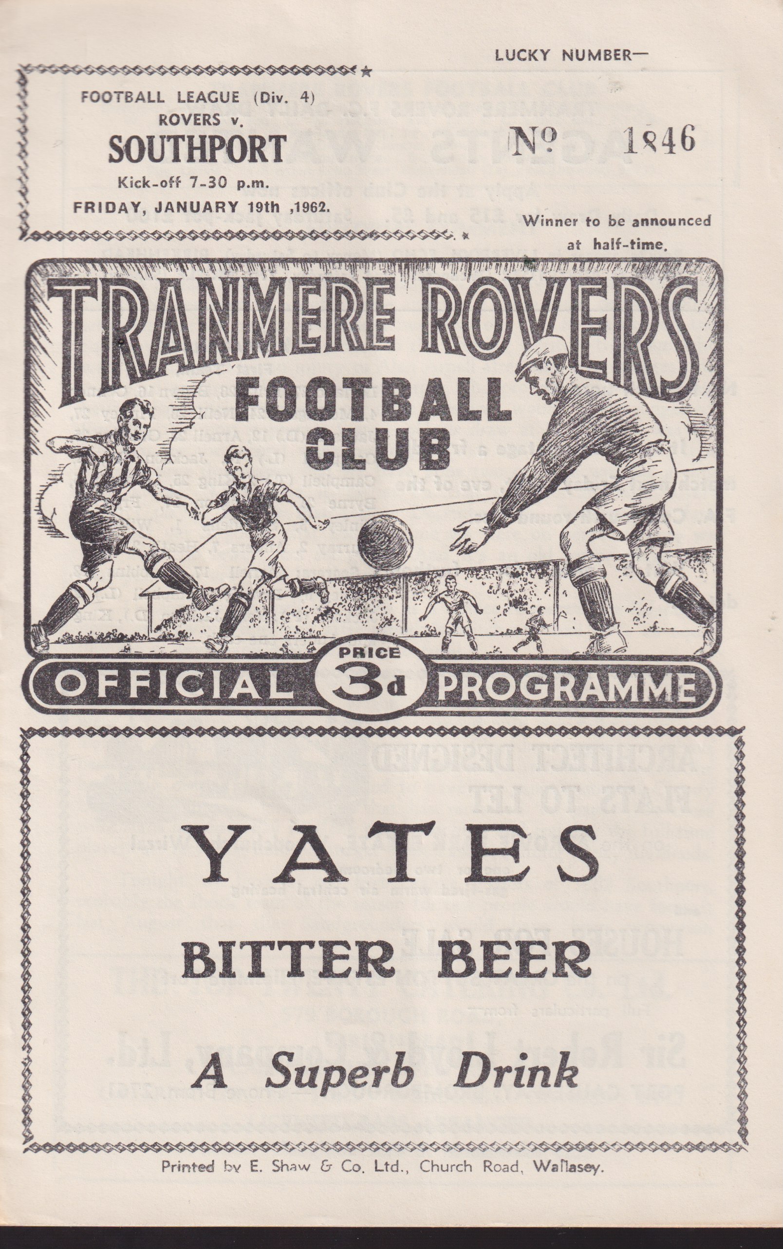 Match Programme for 19/01/1962