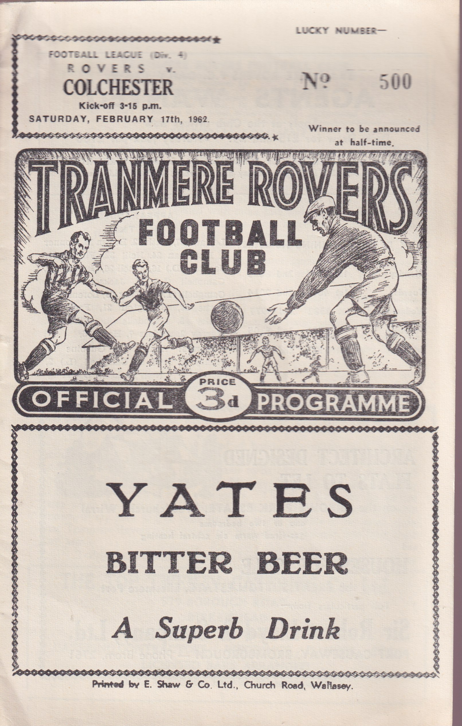 Match Programme for 17/02/1962