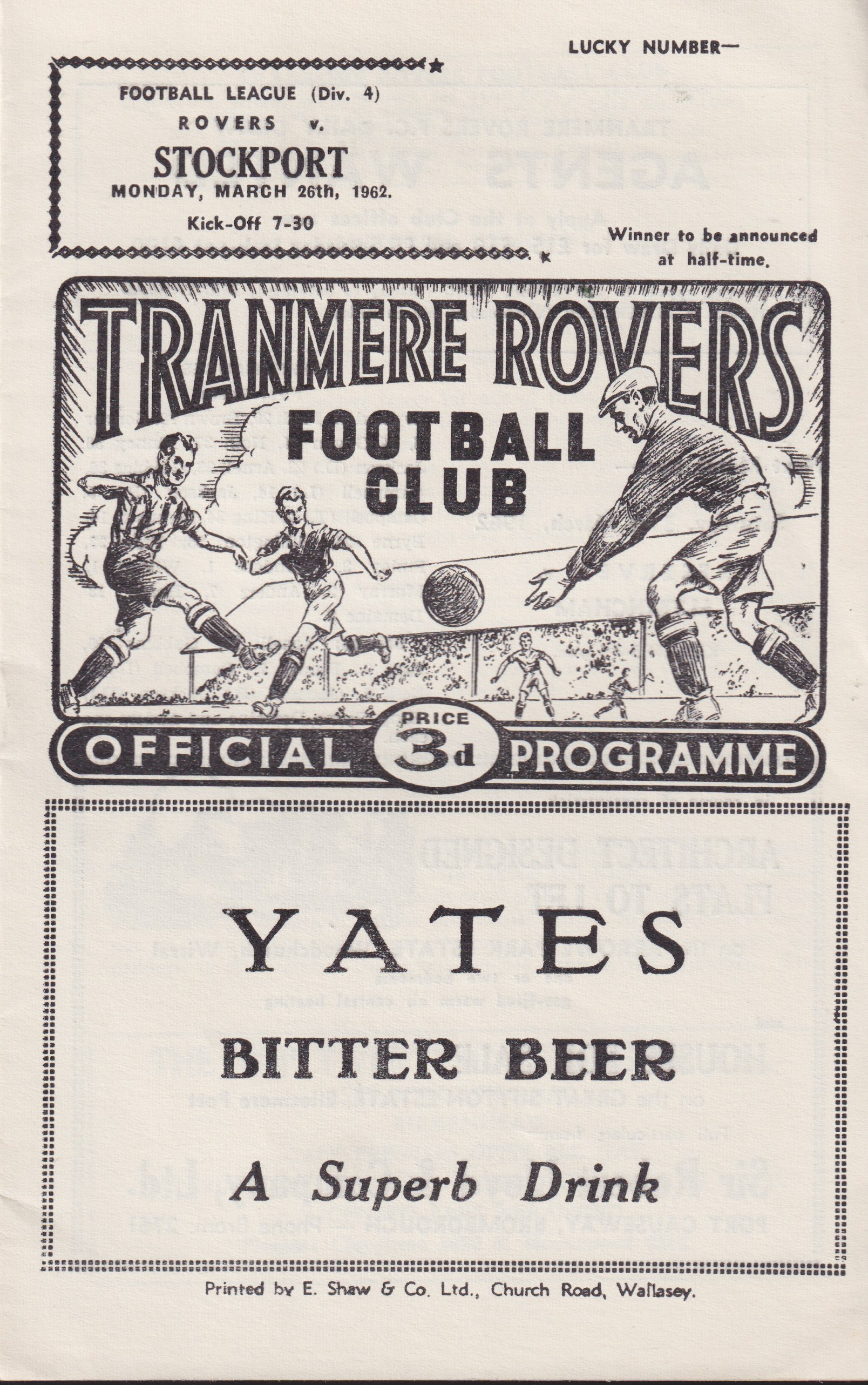 Match Programme for 26/03/1962
