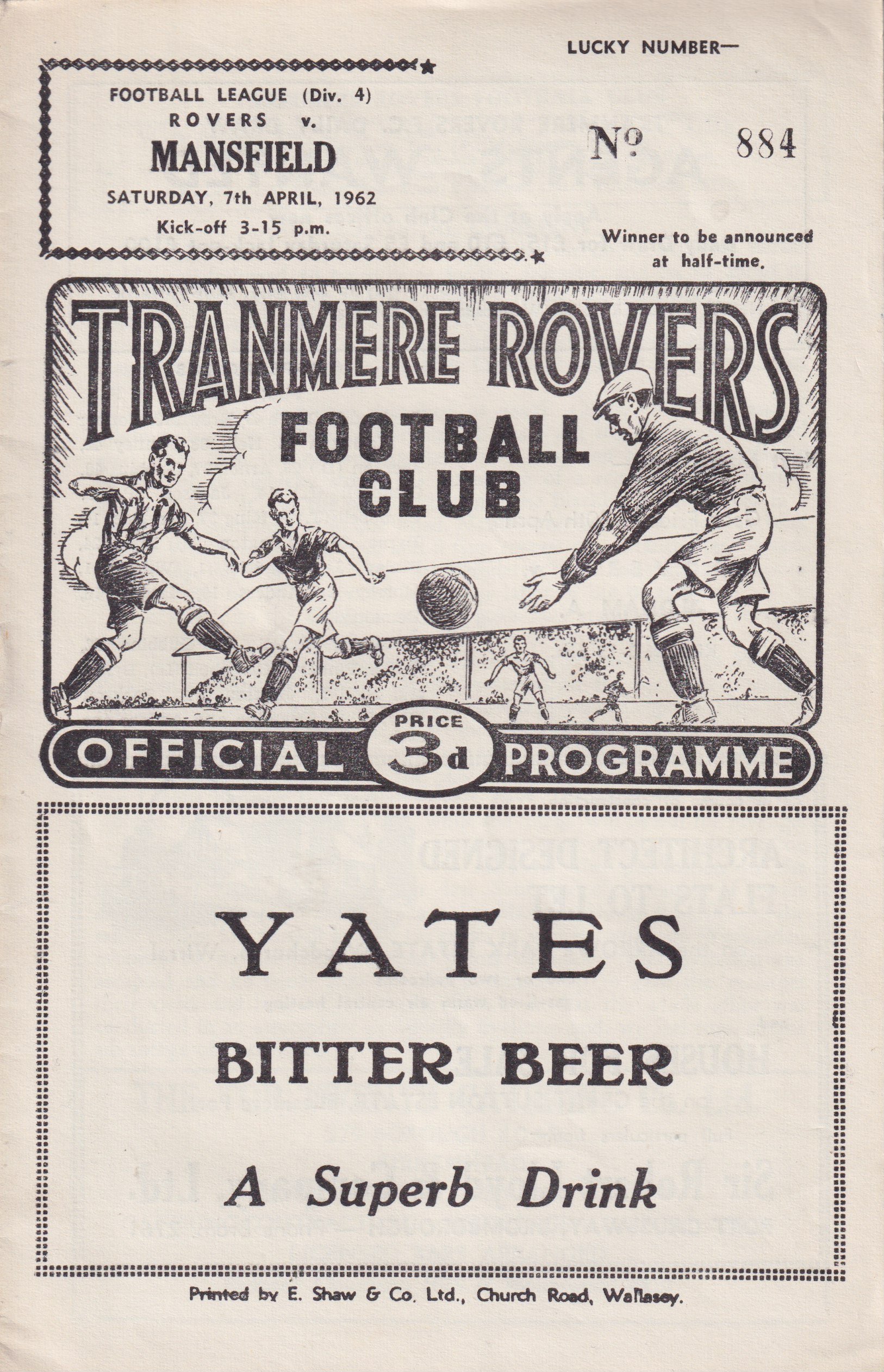 Match Programme for 07/04/1962
