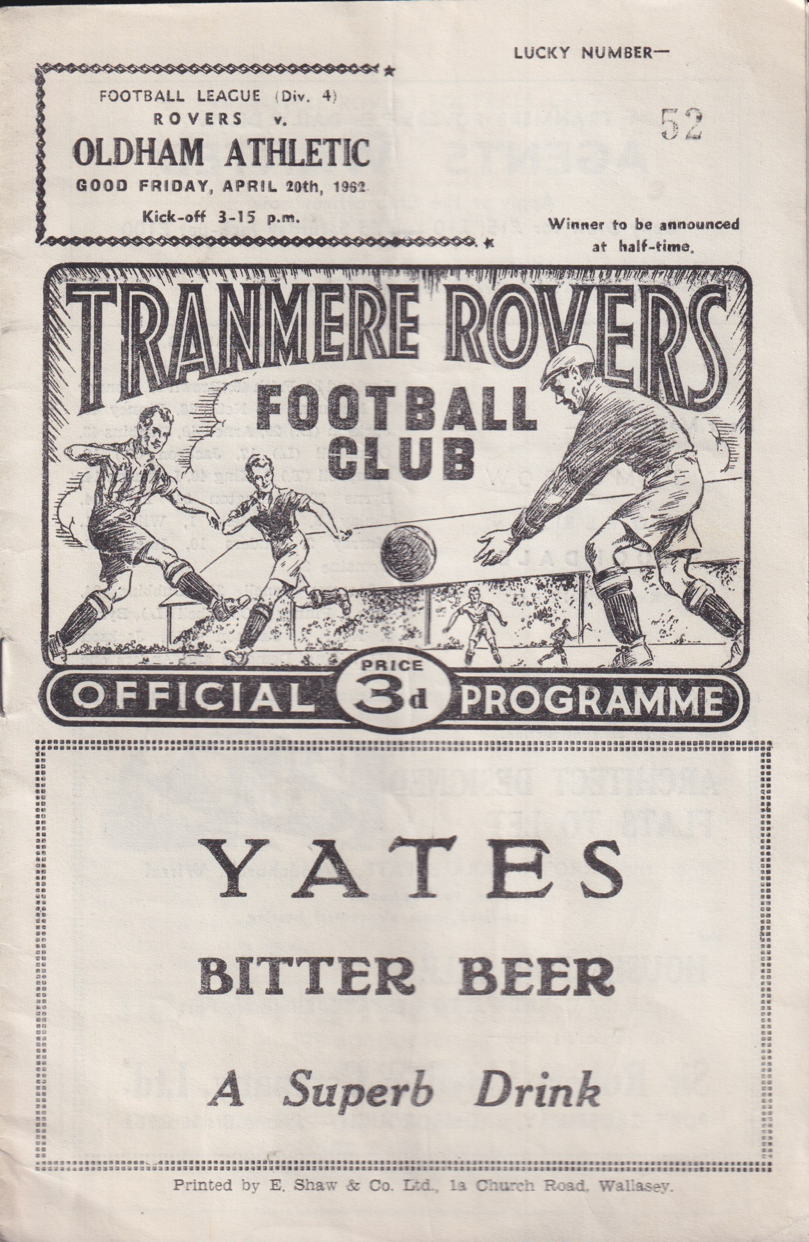 Match Programme for 20/04/1962