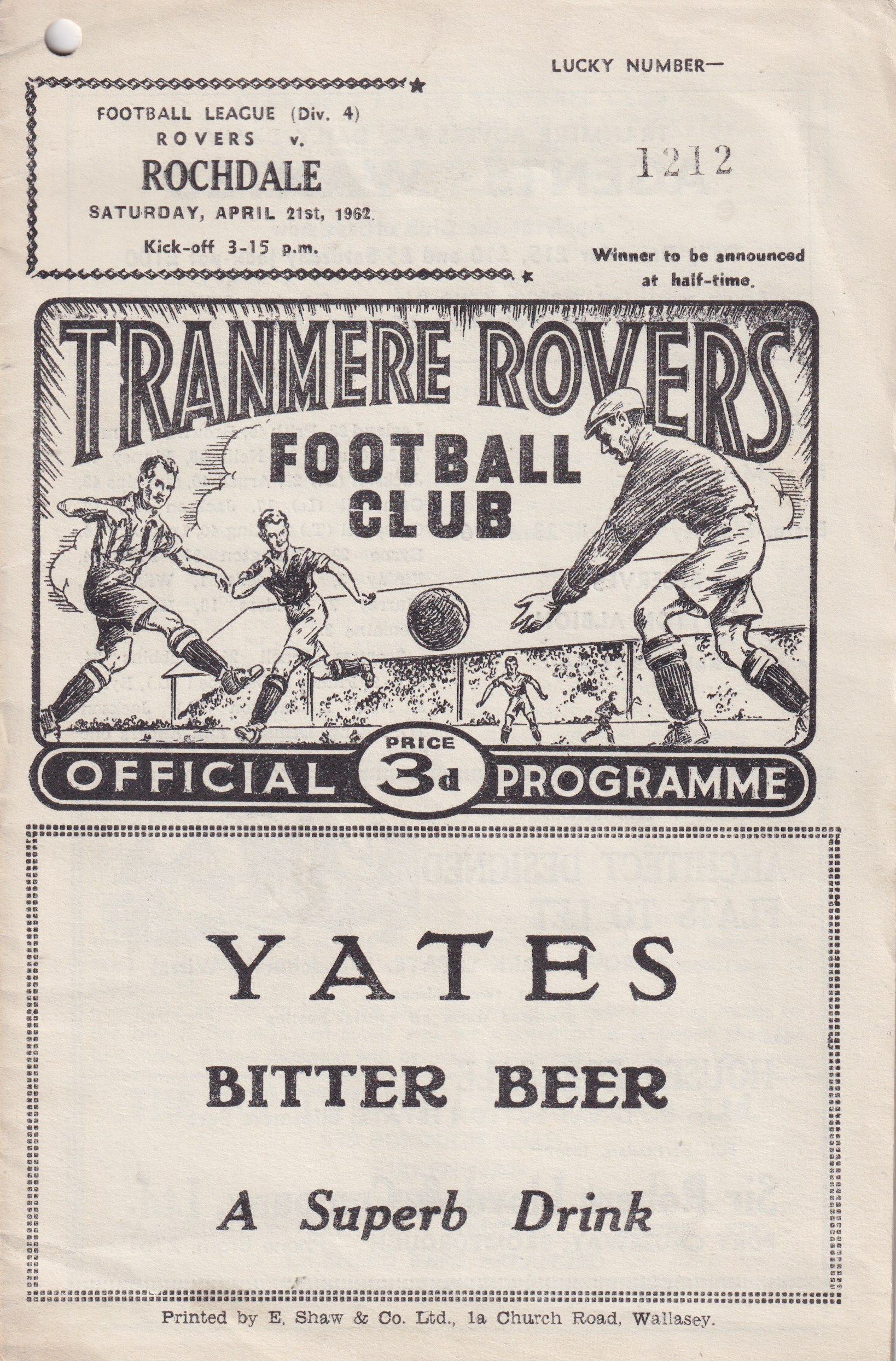 Match Programme for 21/04/1962