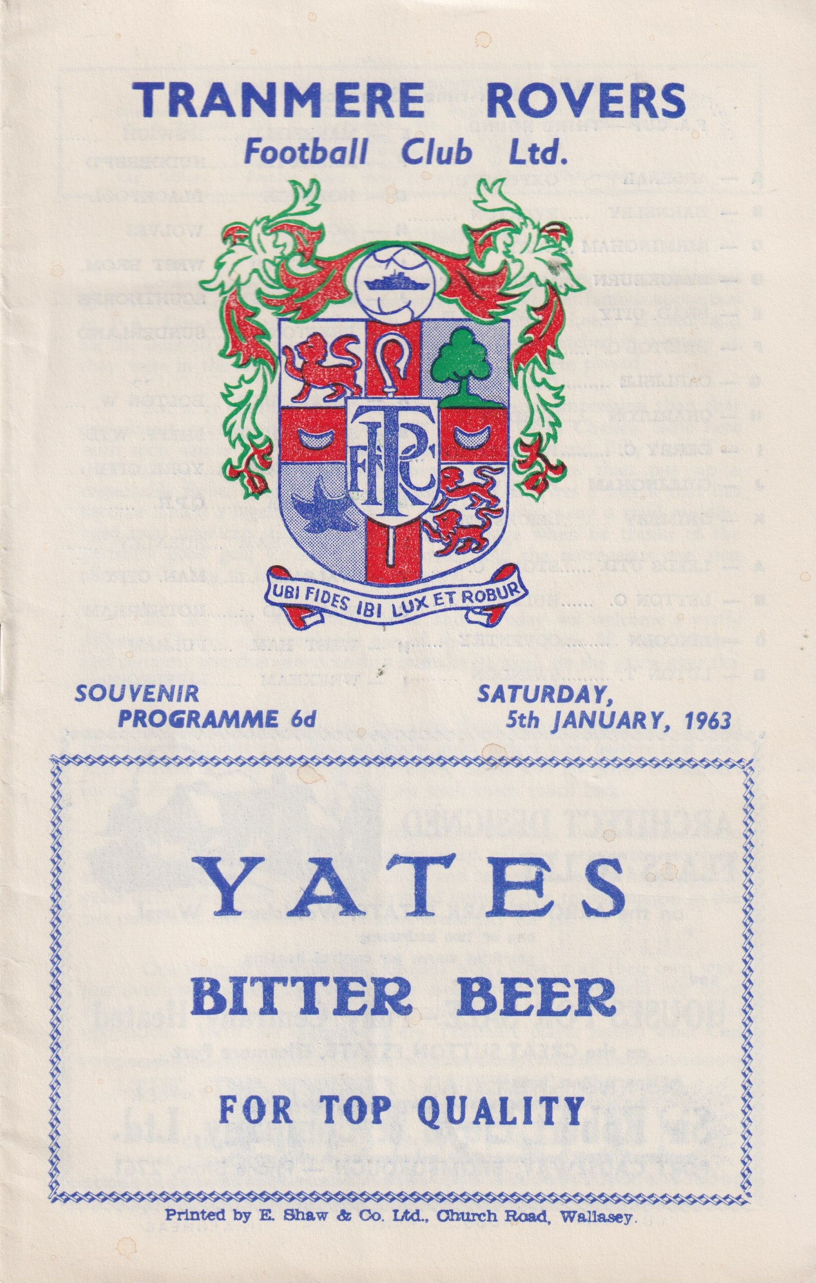 Match Programme for 05/01/1963