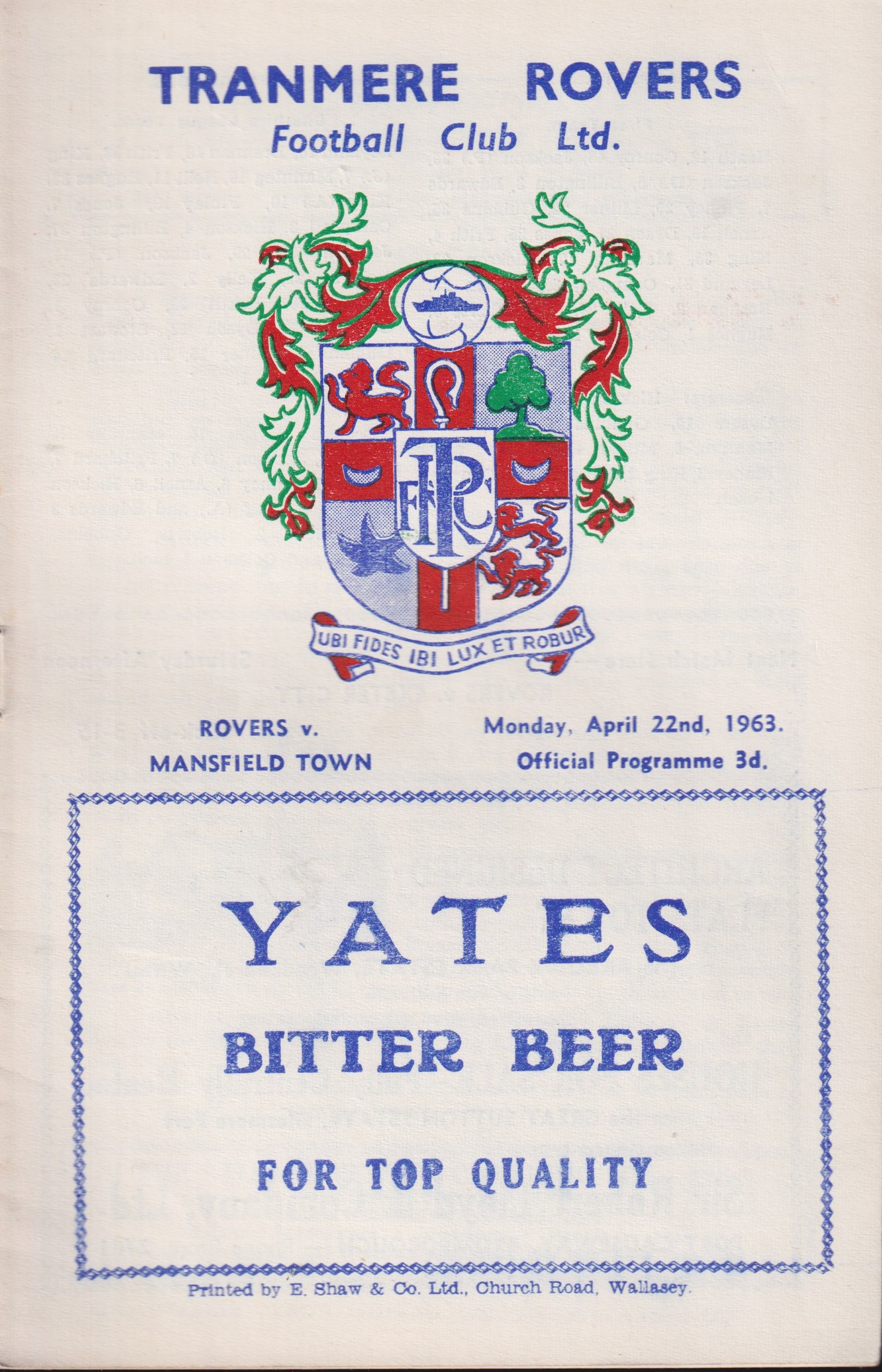 Match Programme for 22/04/1963