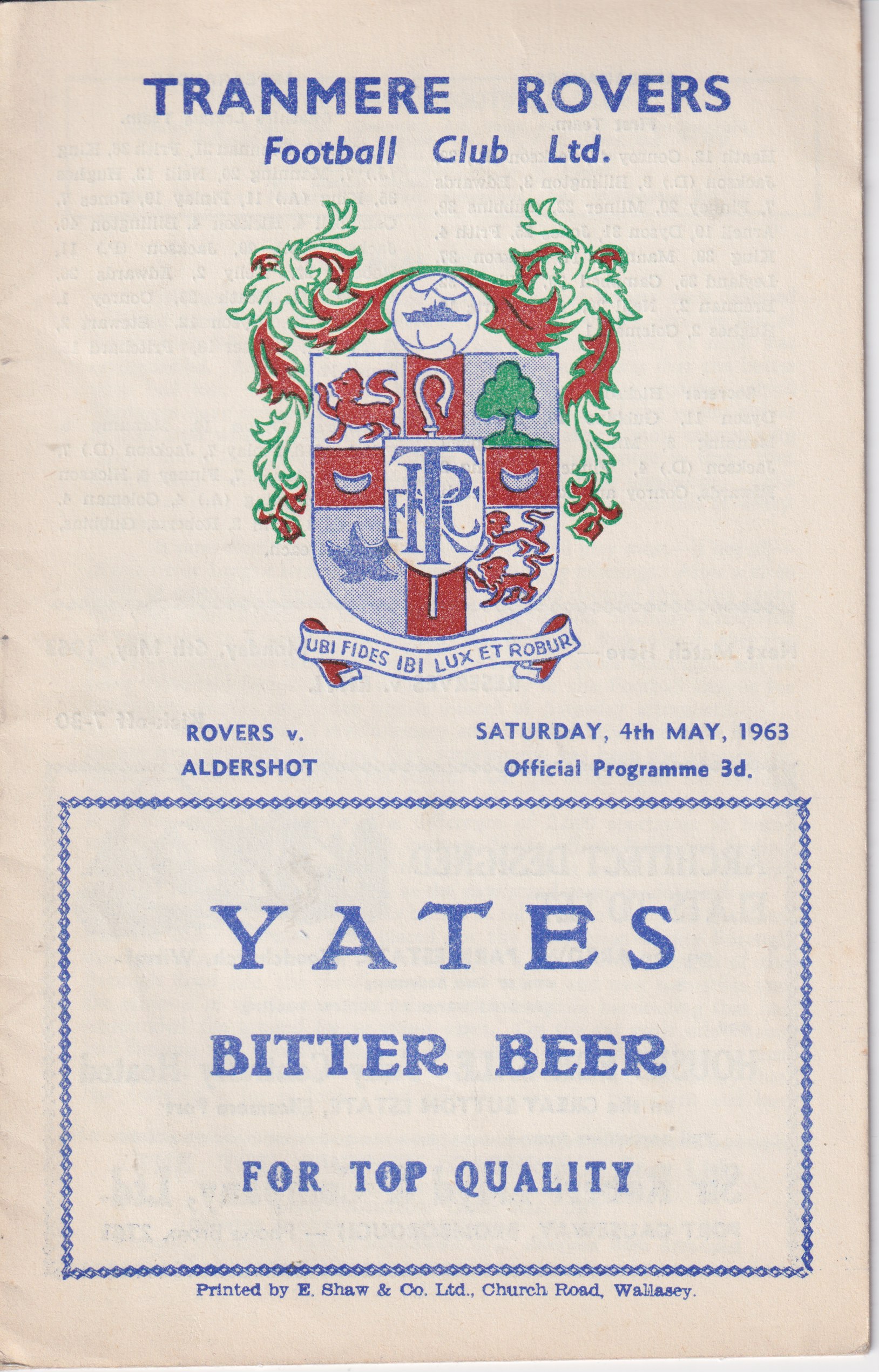 Match Programme for 04/05/1963