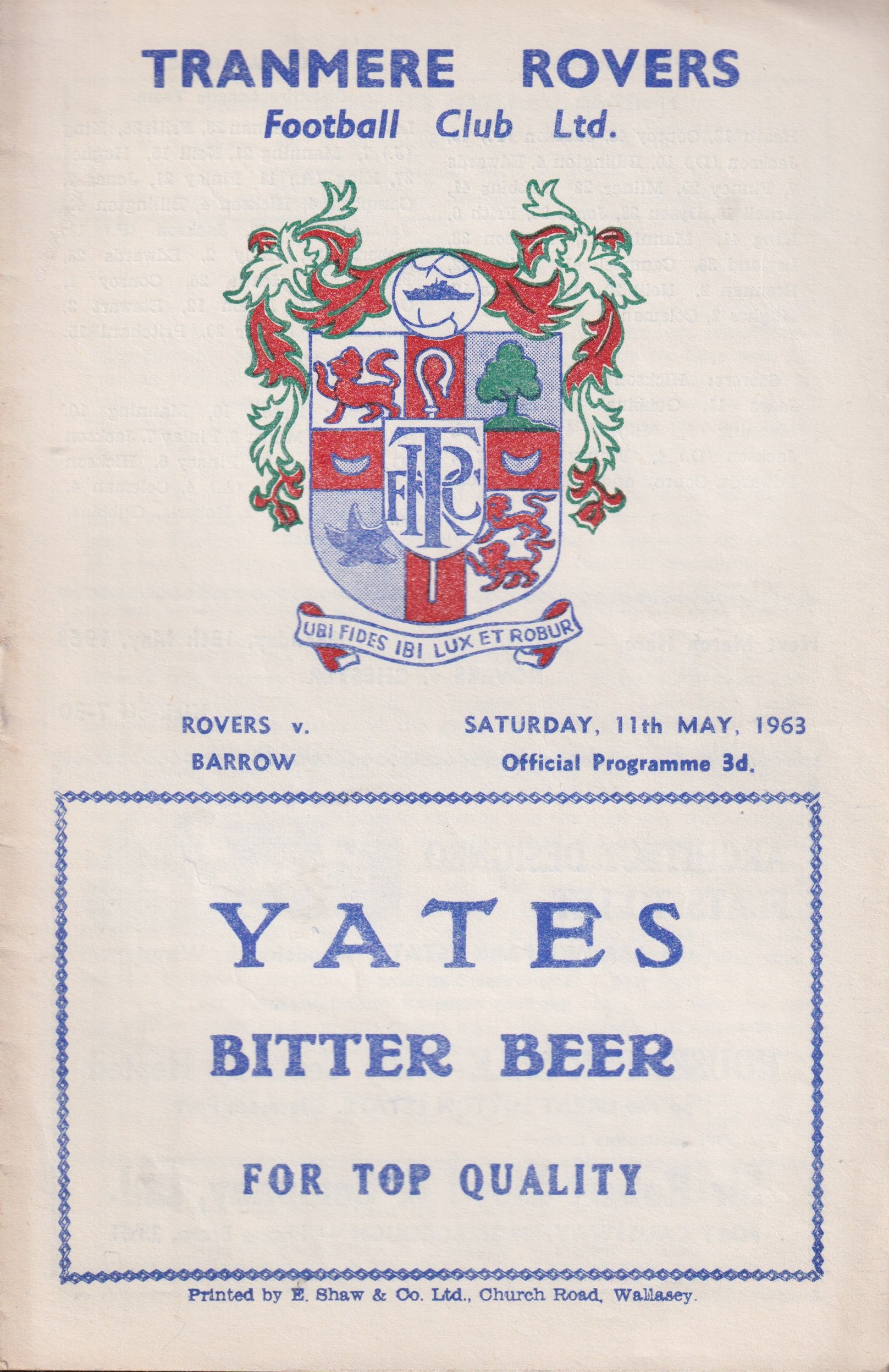 Match Programme for 11/05/1963