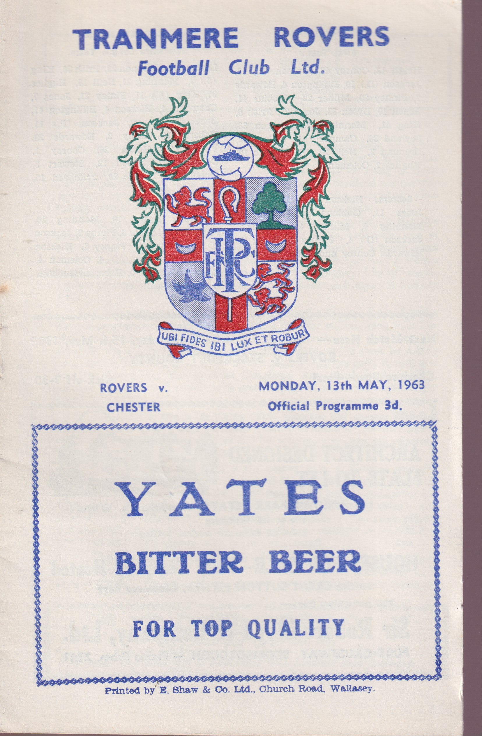Match Programme for 13/05/1963