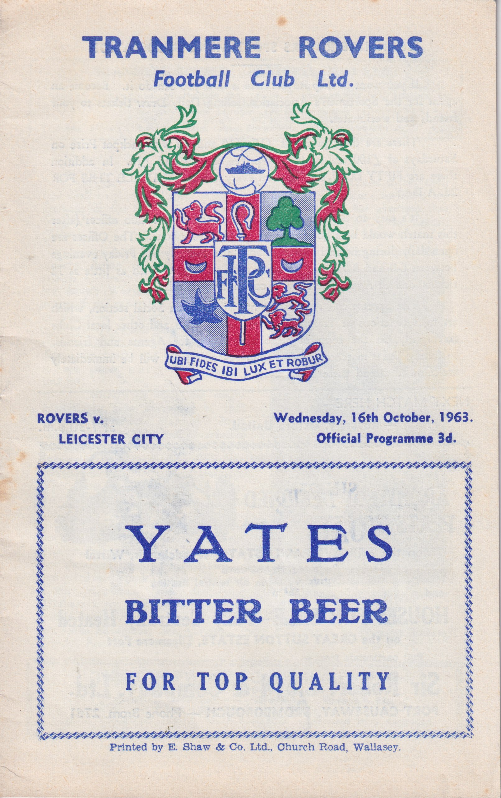 Match Programme for 16/10/1963