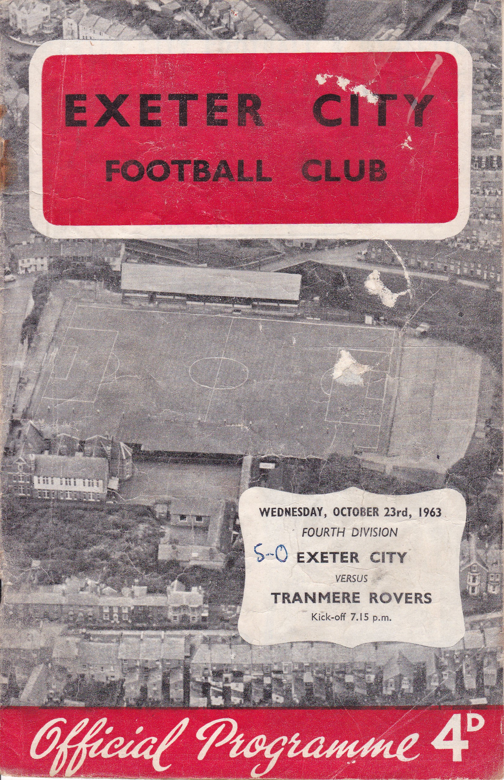 Match Programme for 23/10/1963