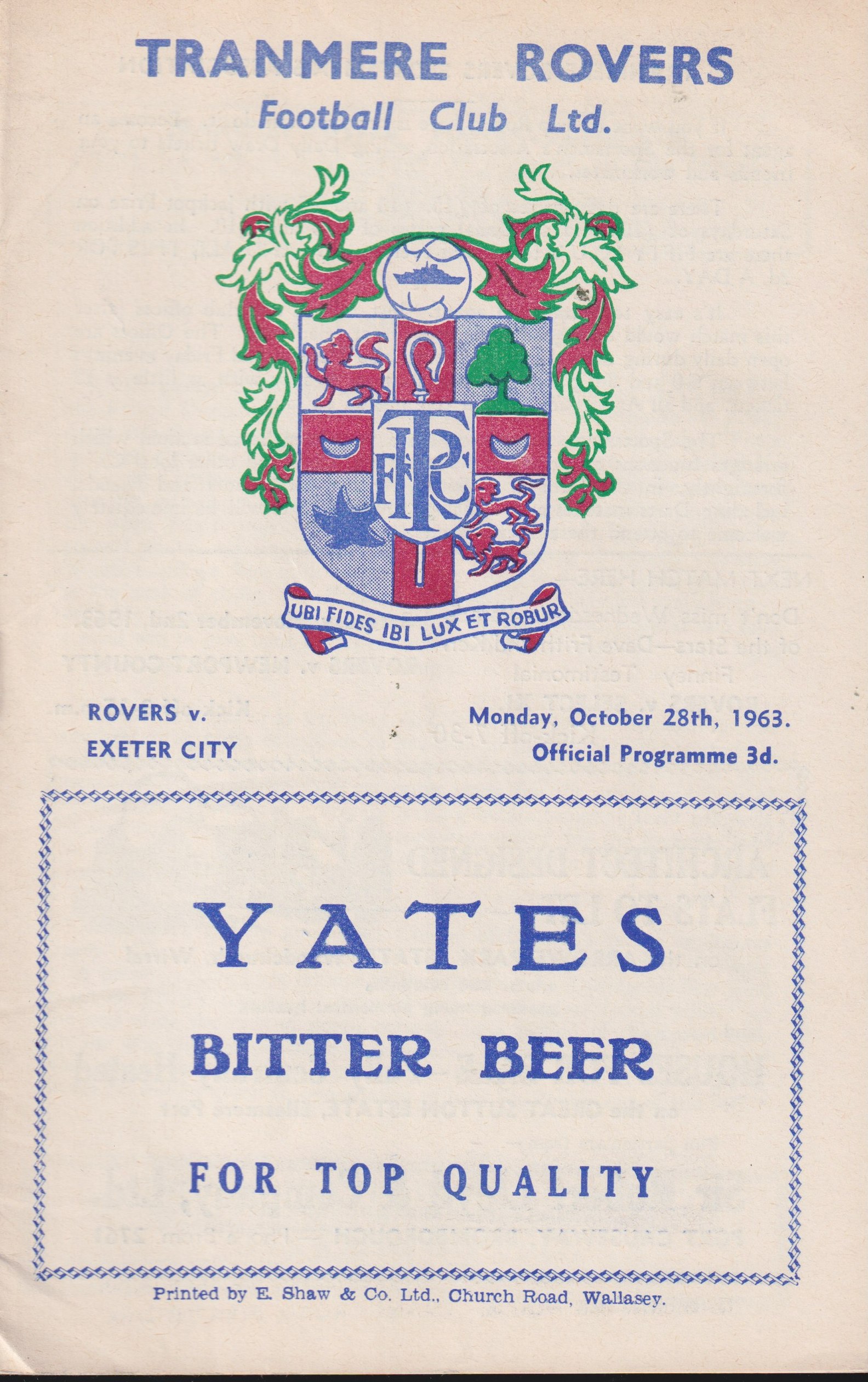 Match Programme for 28/10/1963