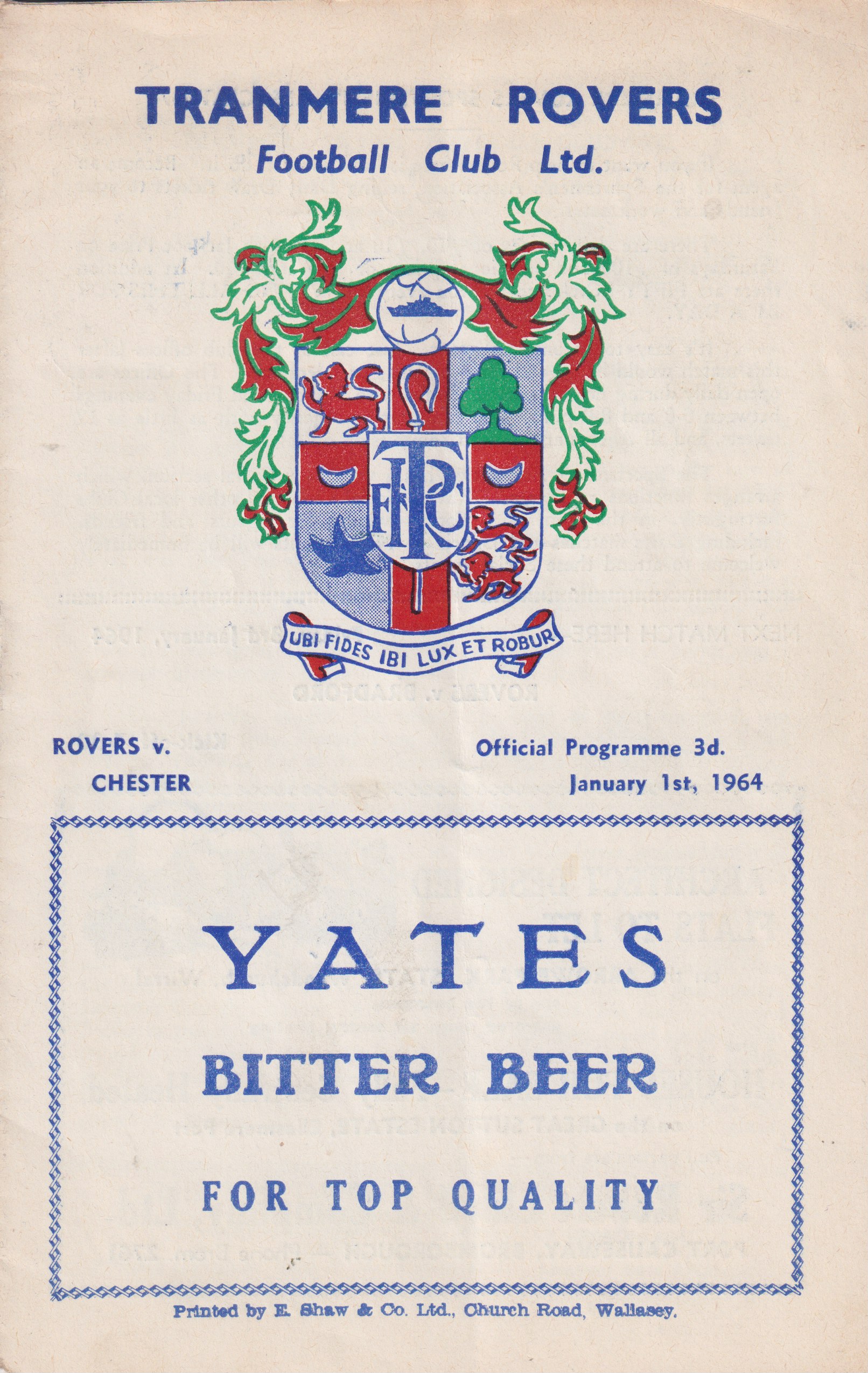 Match Programme for 01/01/1964