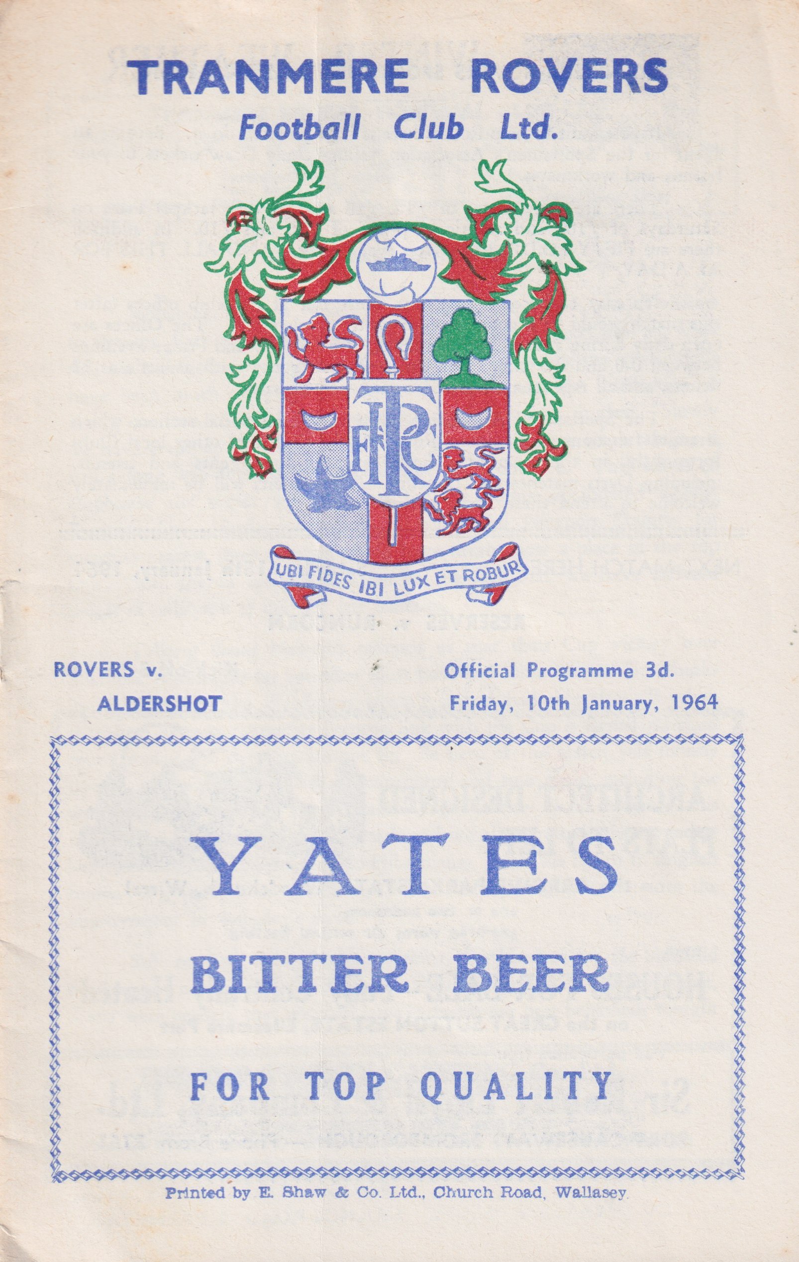 Match Programme for 10/01/1964