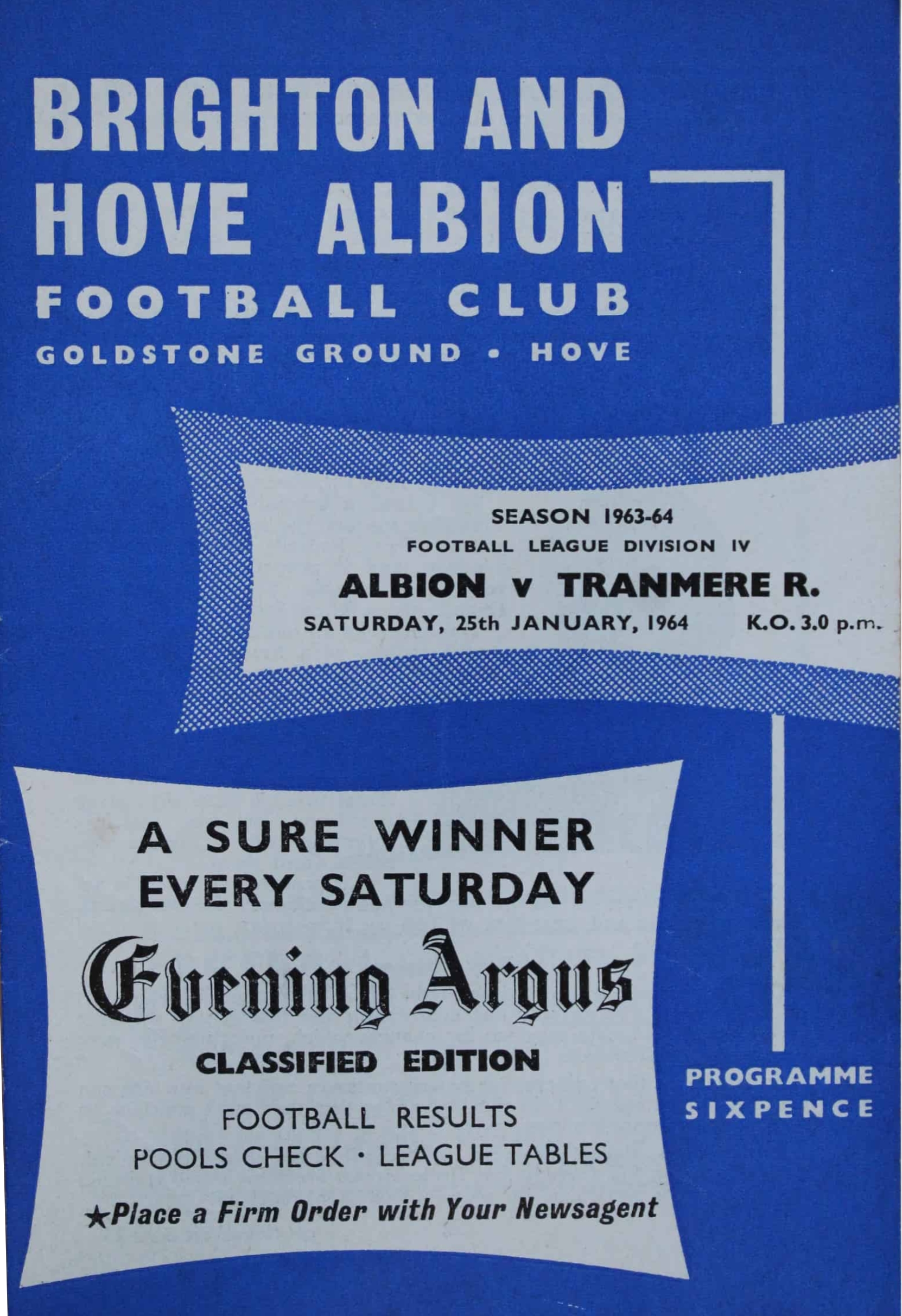 Match Programme for 25/01/1964