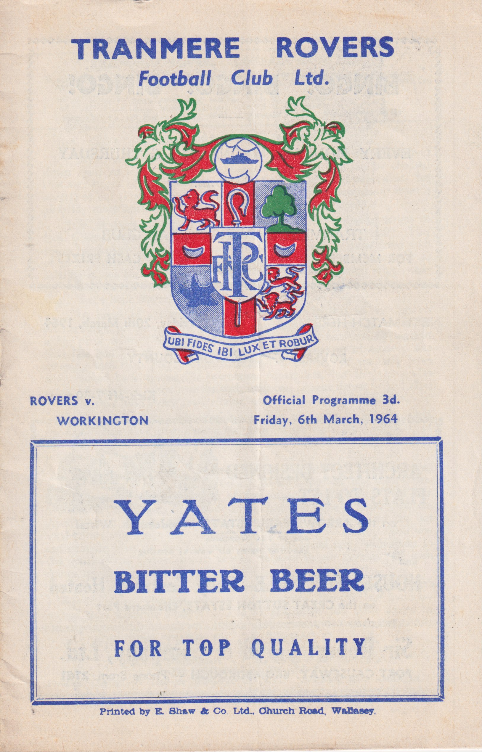 Match Programme for 06/03/1964