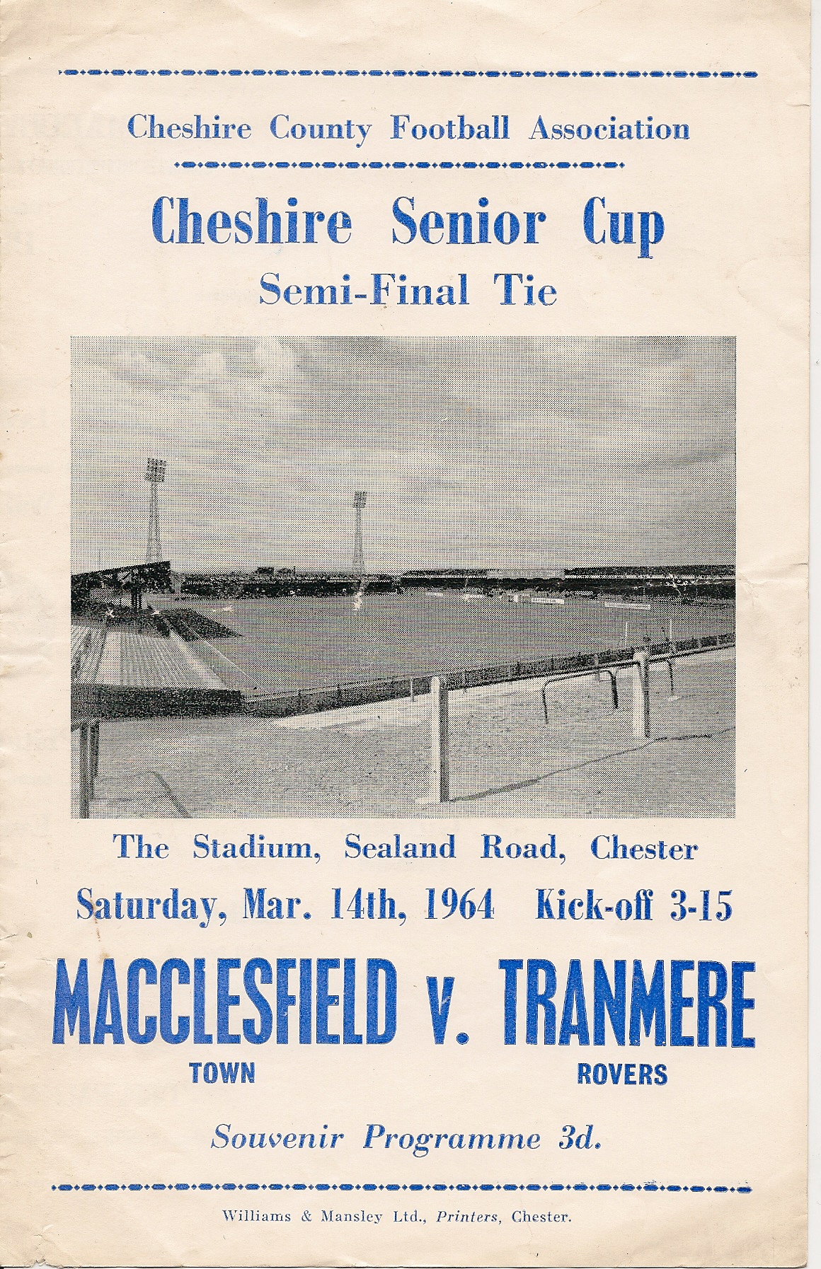 Match Programme for 14/03/1964