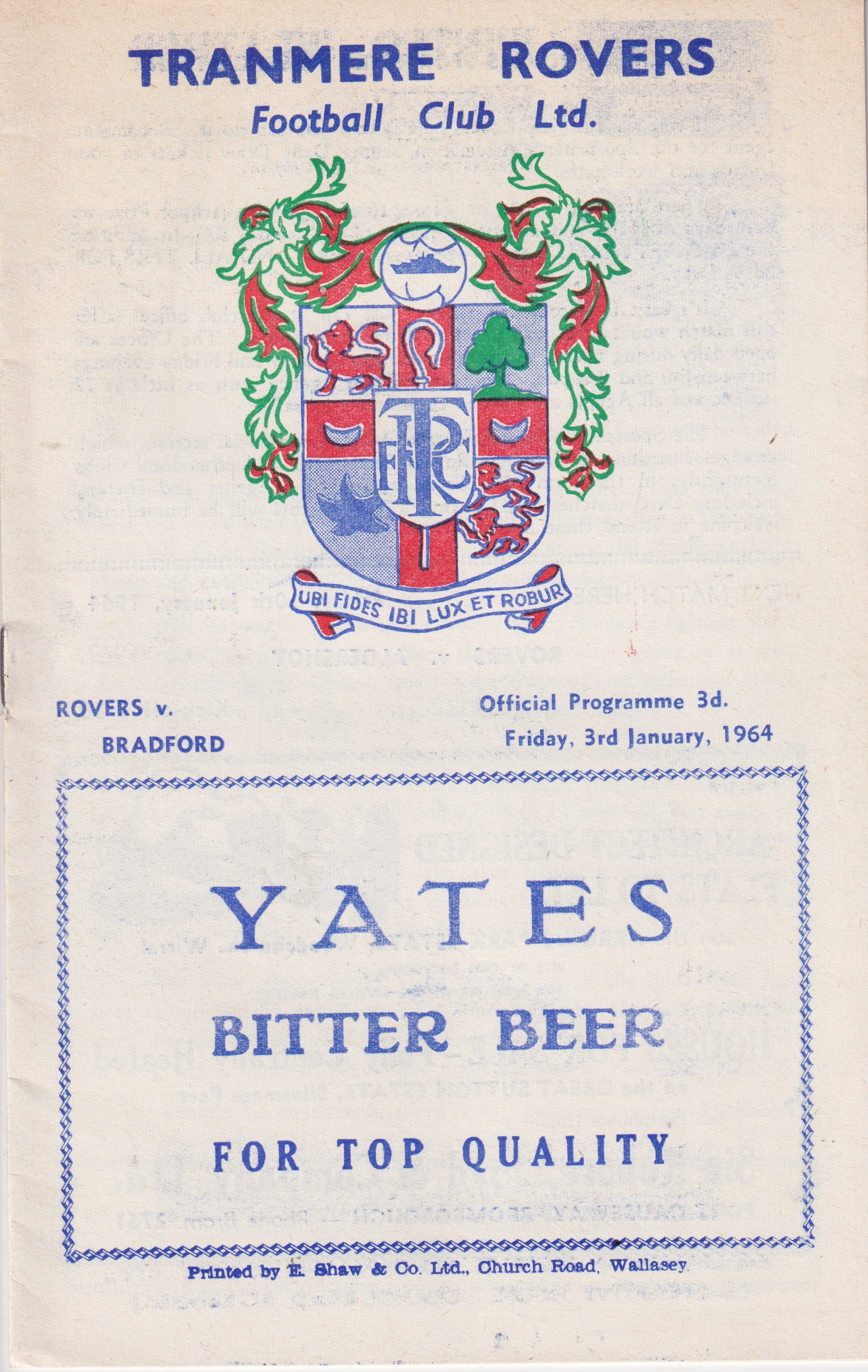 Match Programme for 20/03/1964