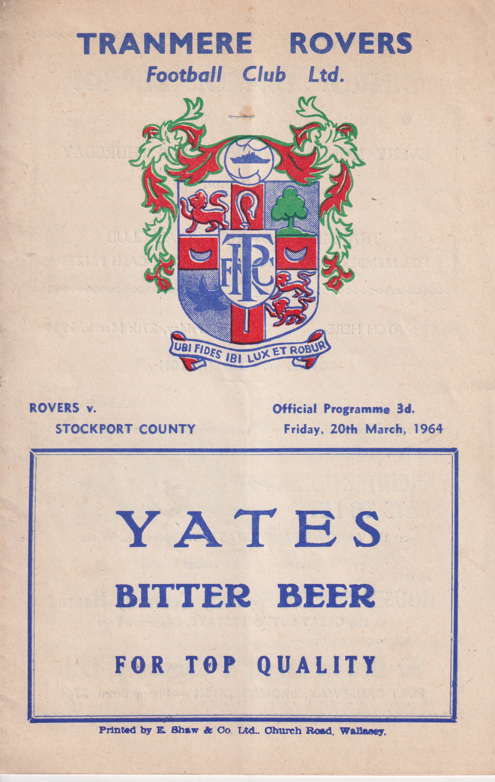Match Programme for 27/03/1964