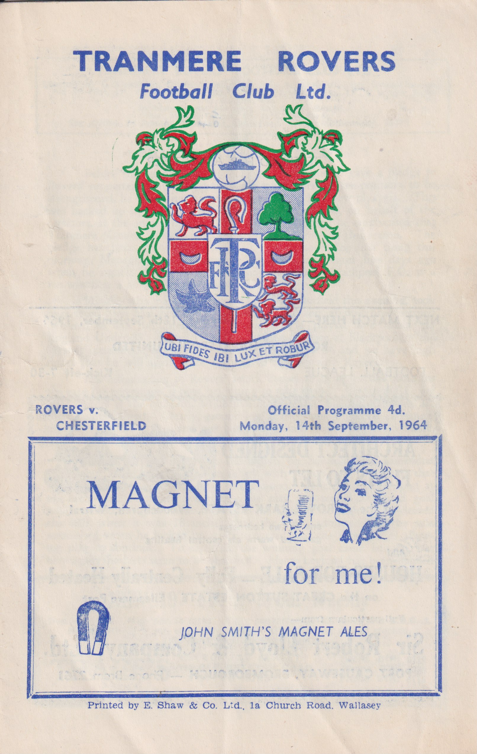 Match Programme for 14/09/1964