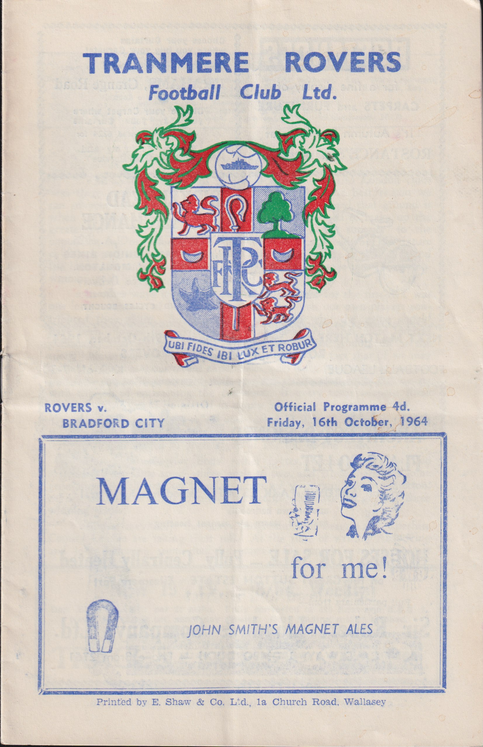 Match Programme for 16/10/1964