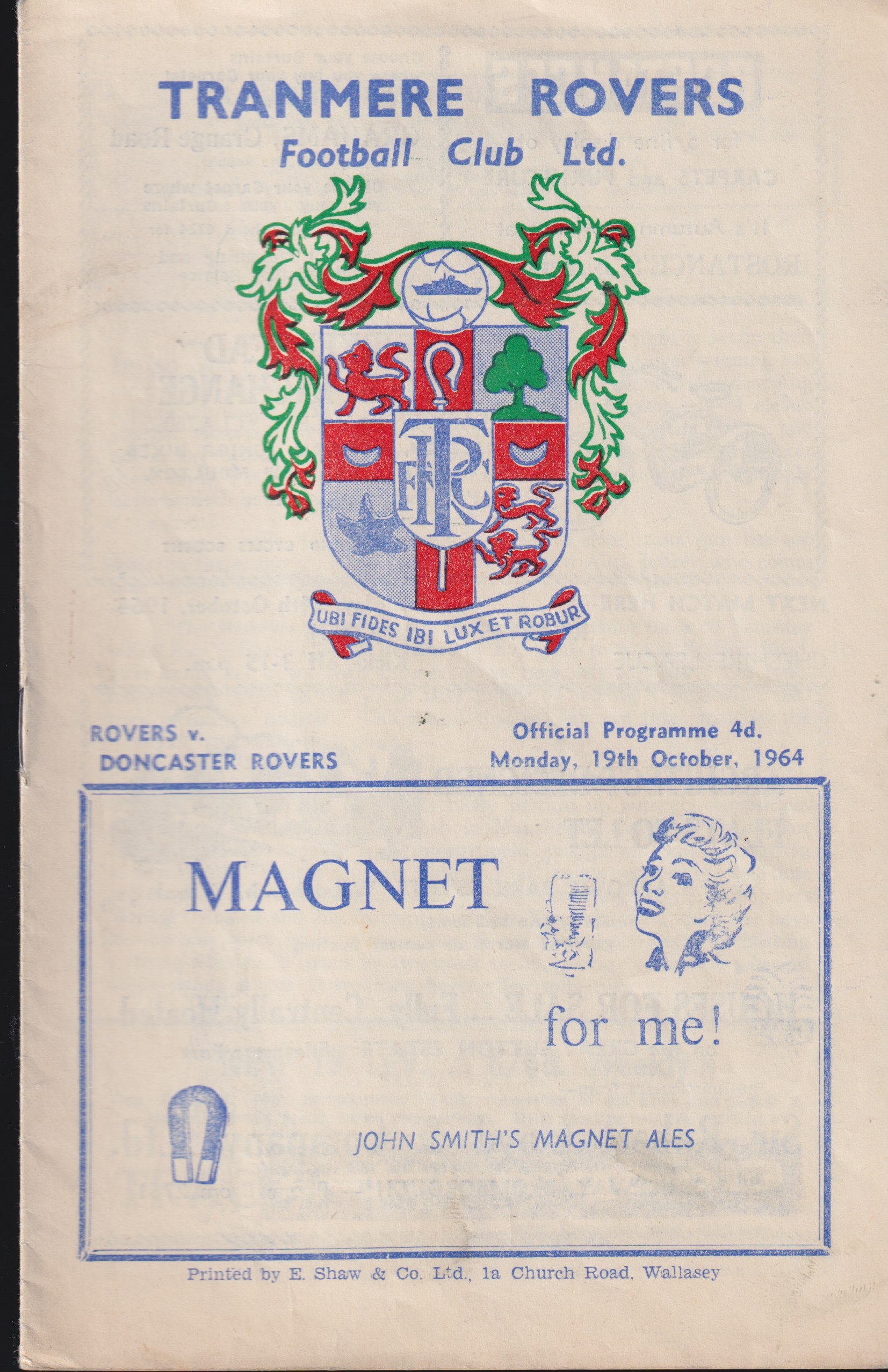 Match Programme for 19/10/1964