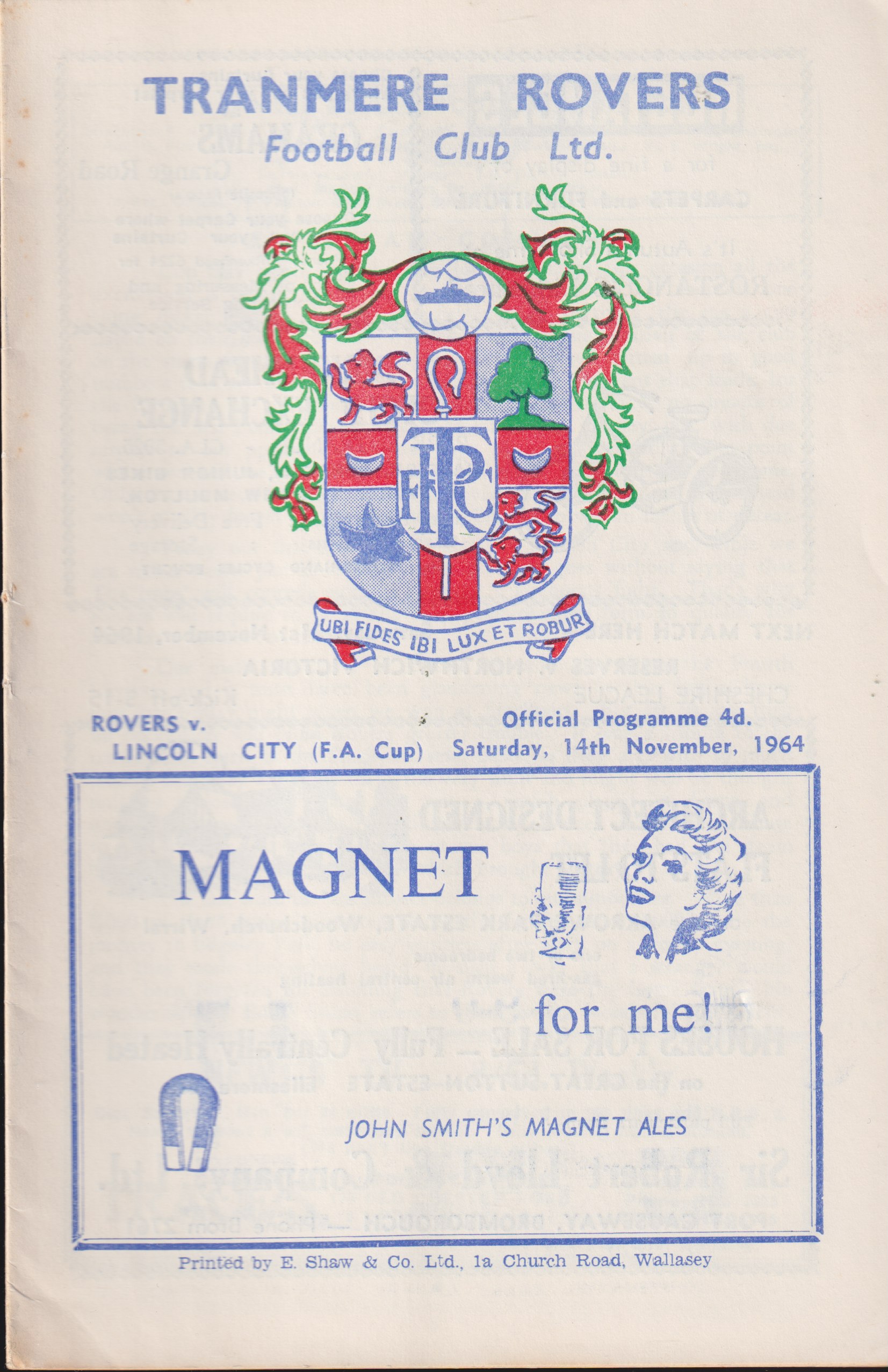 Match Programme for 14/11/1964