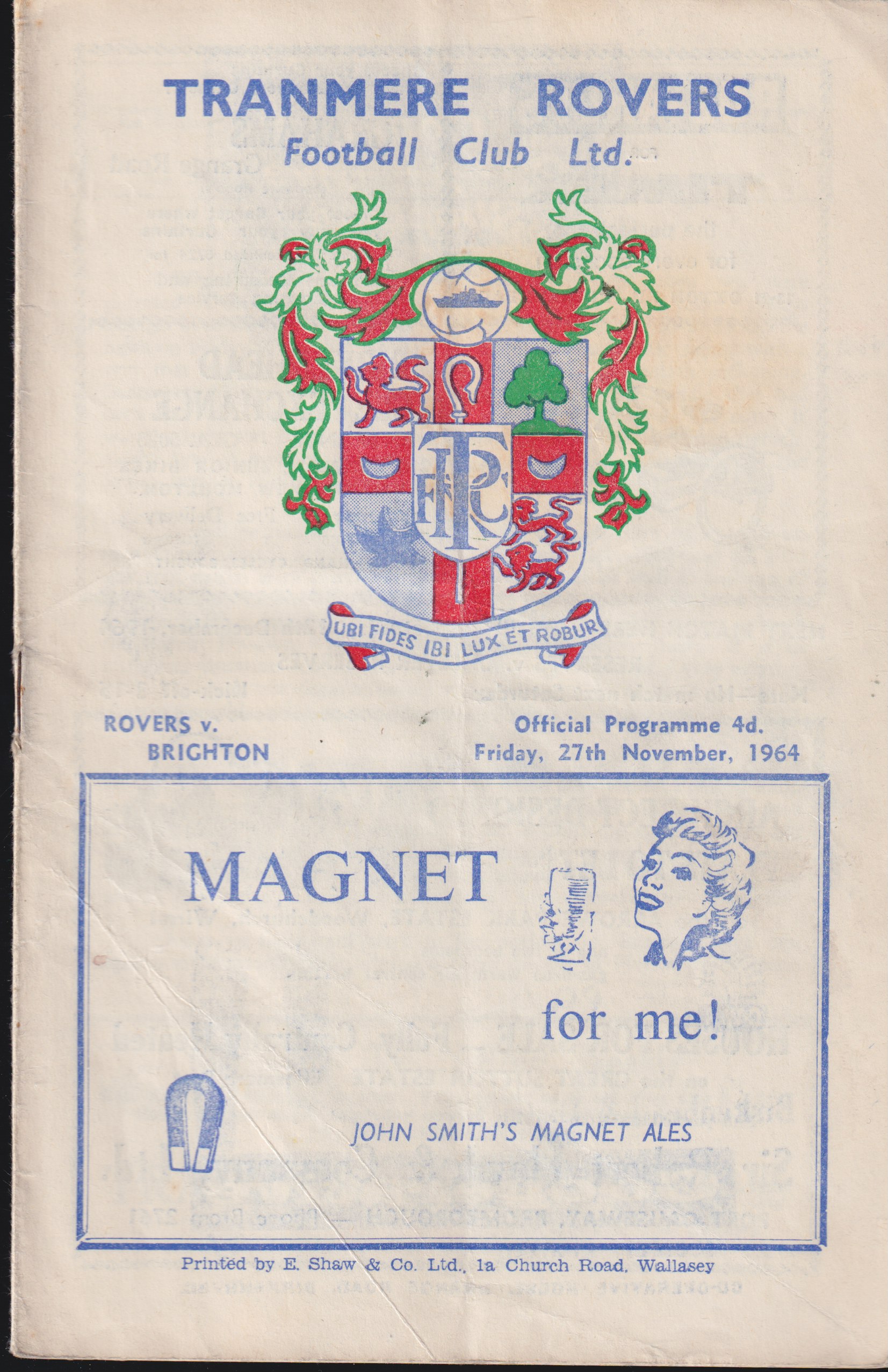 Match Programme for 27/11/1964