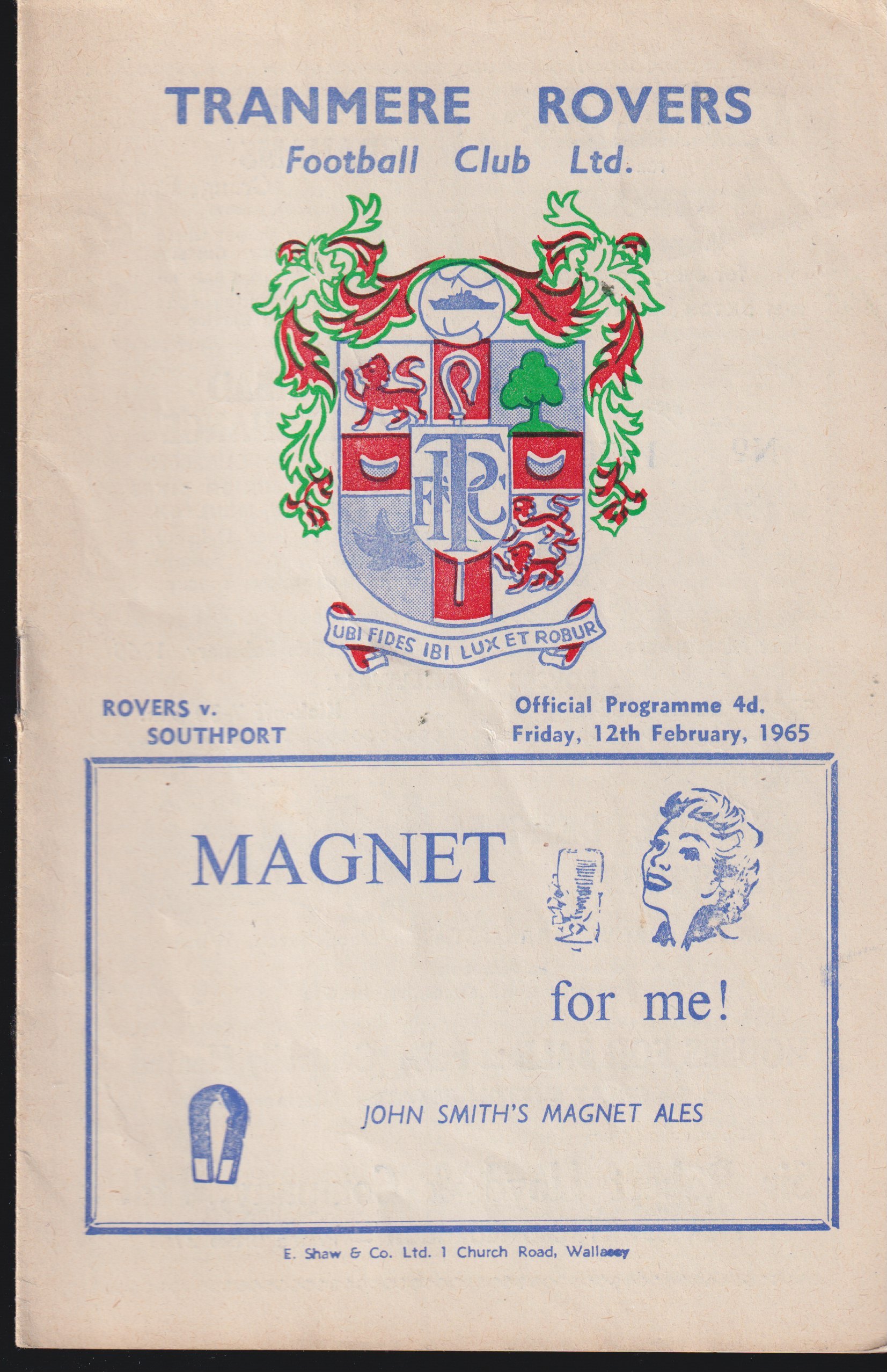 Match Programme for 12/02/1965