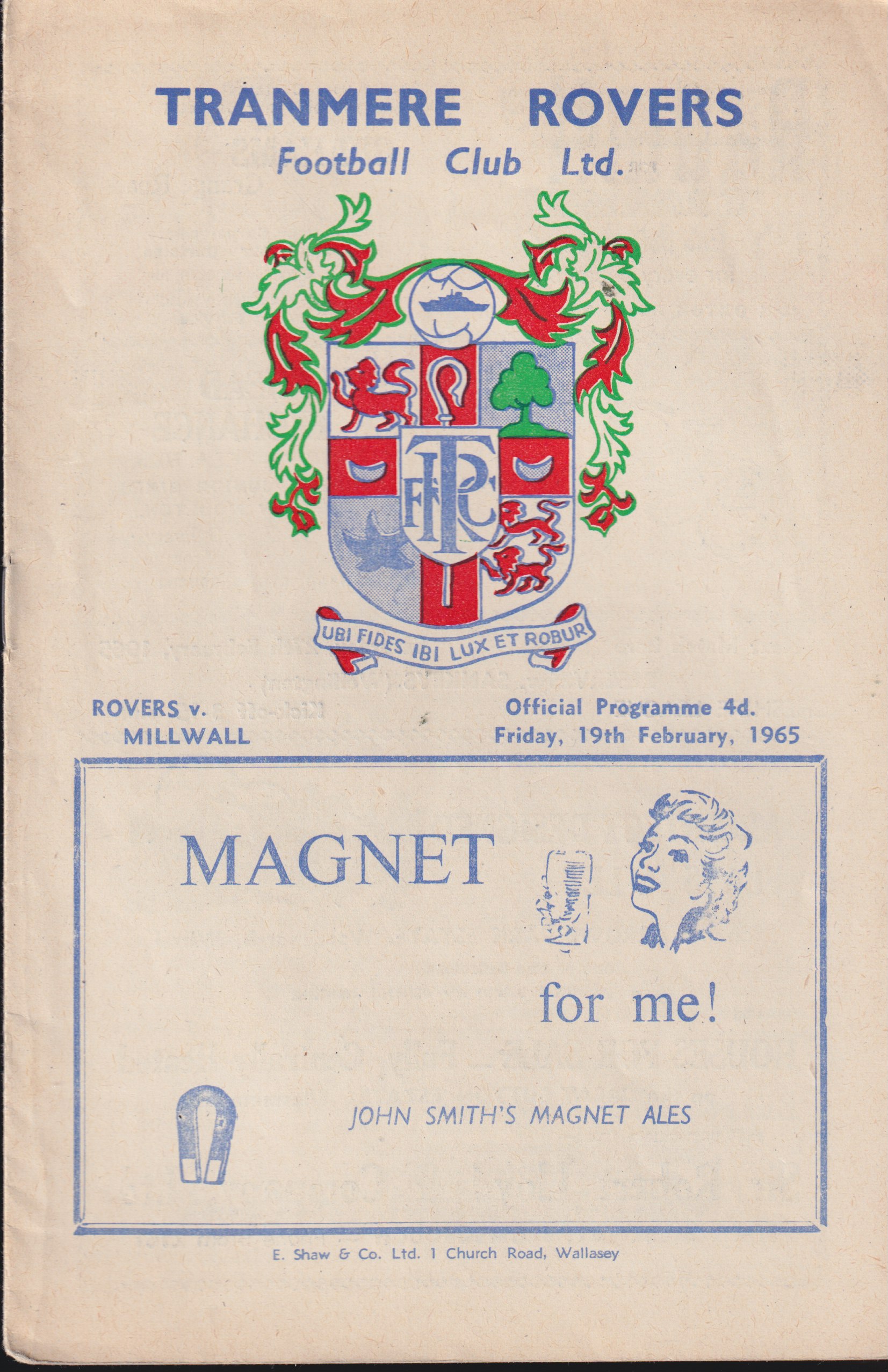 Match Programme for 19/02/1965
