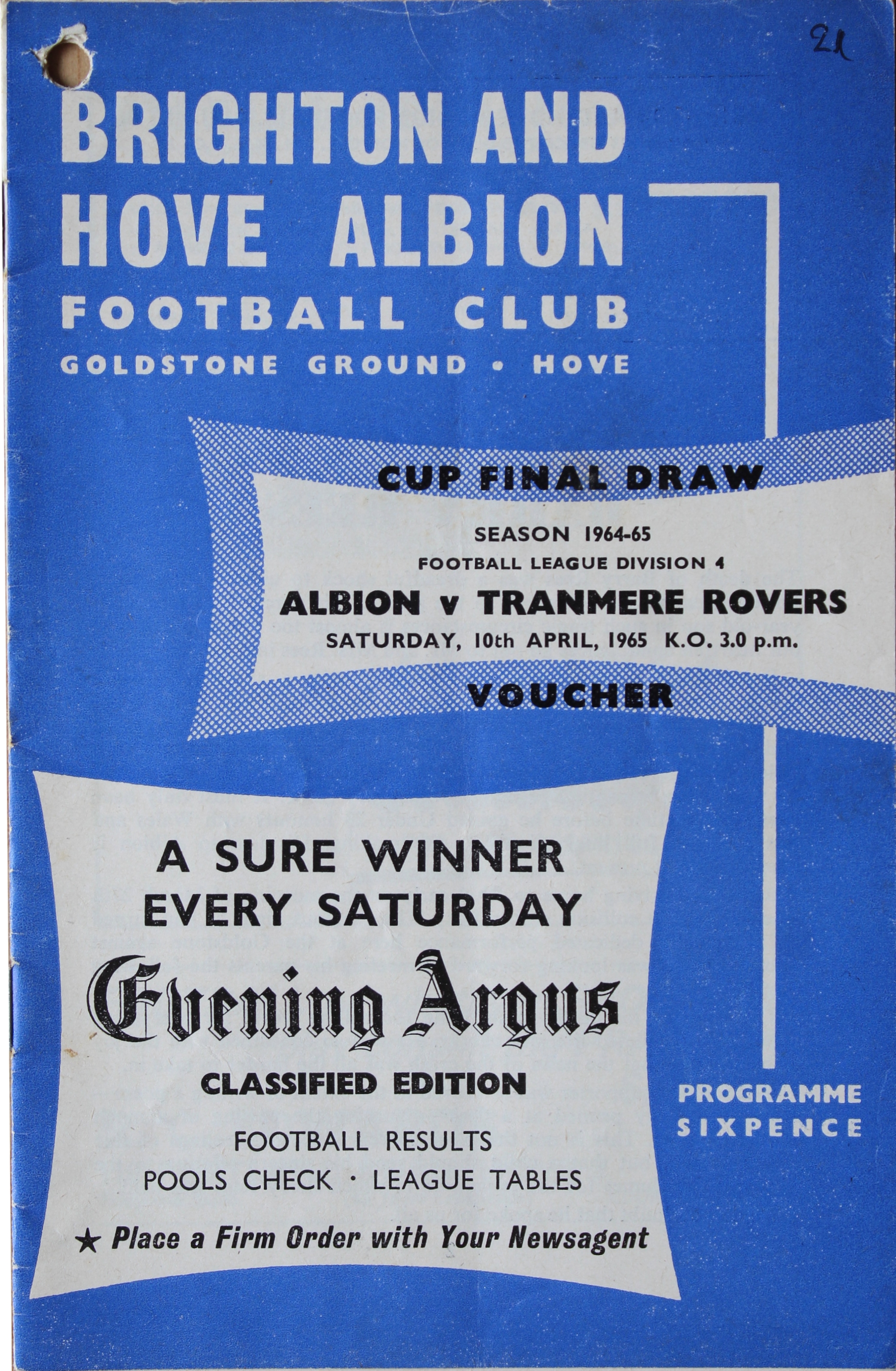 Match Programme for 10/04/1965