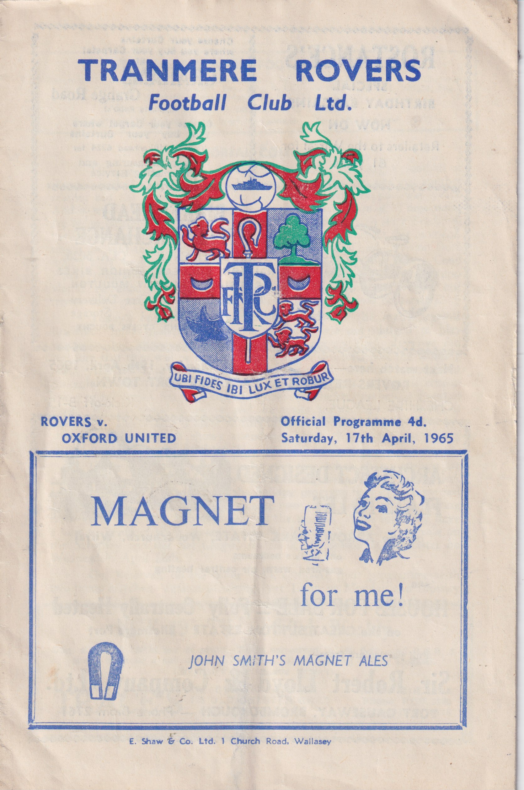 Match Programme for 17/04/1965