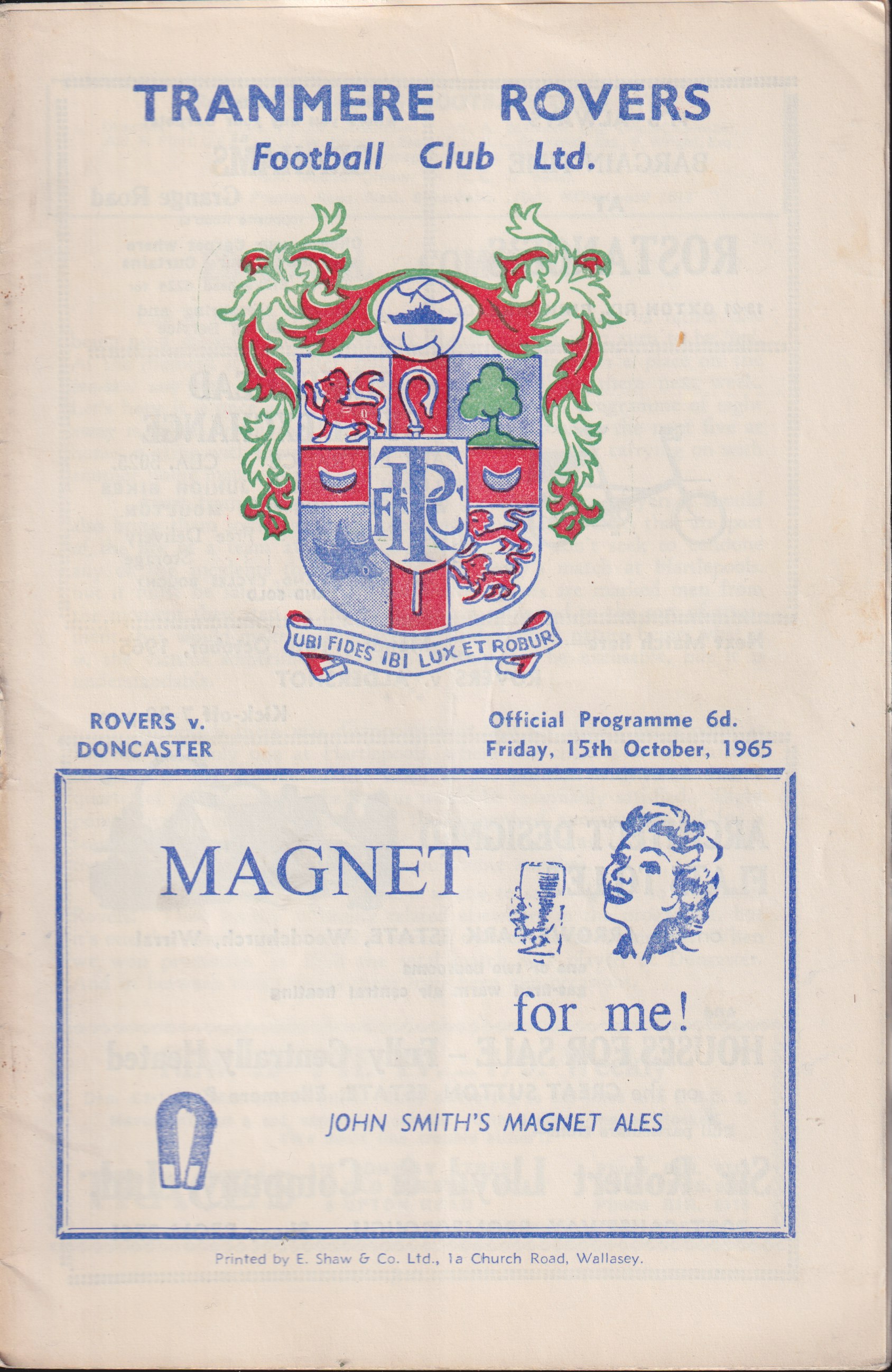 Match Programme for 15/10/1965