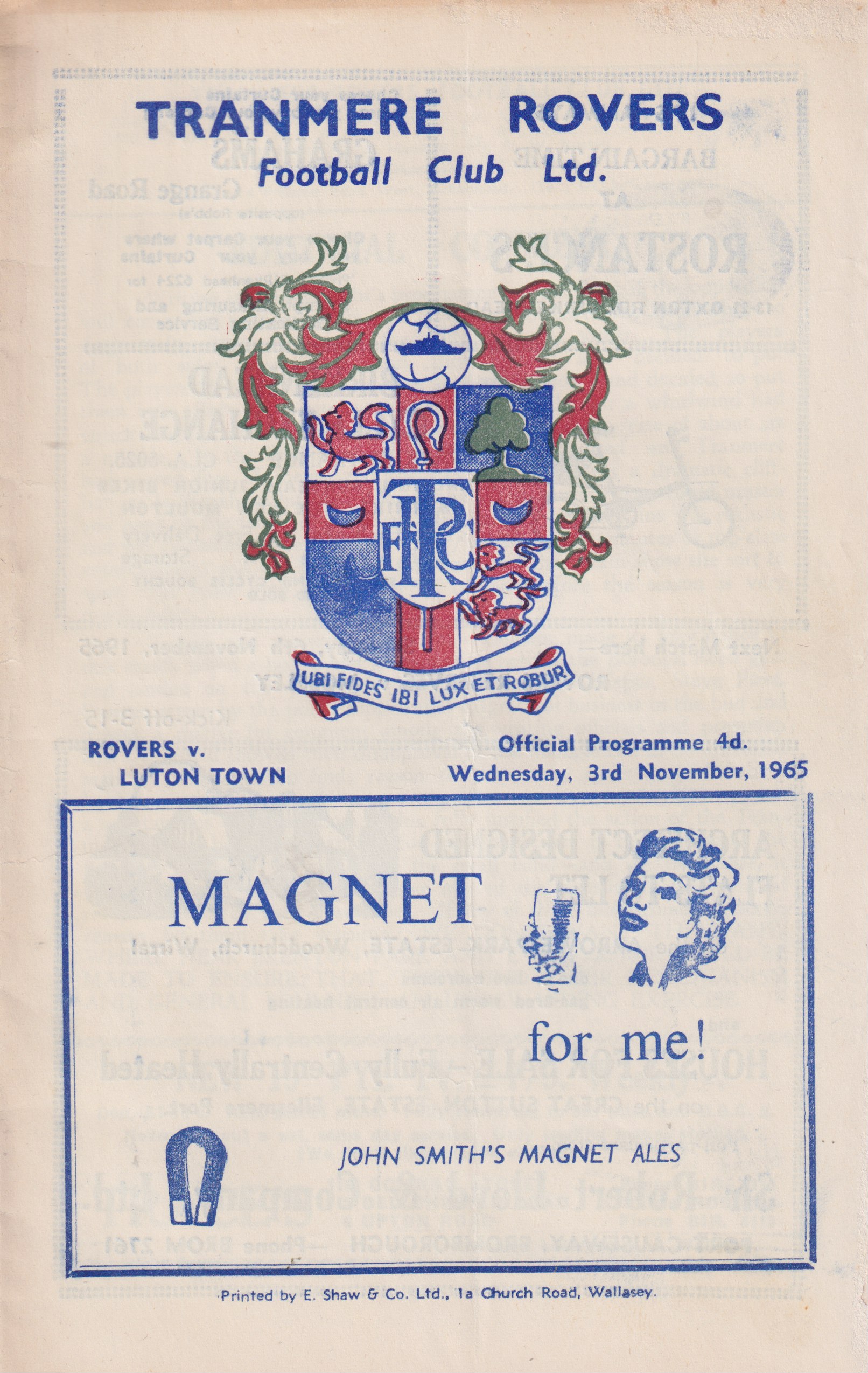 Match Programme for 03/11/1965