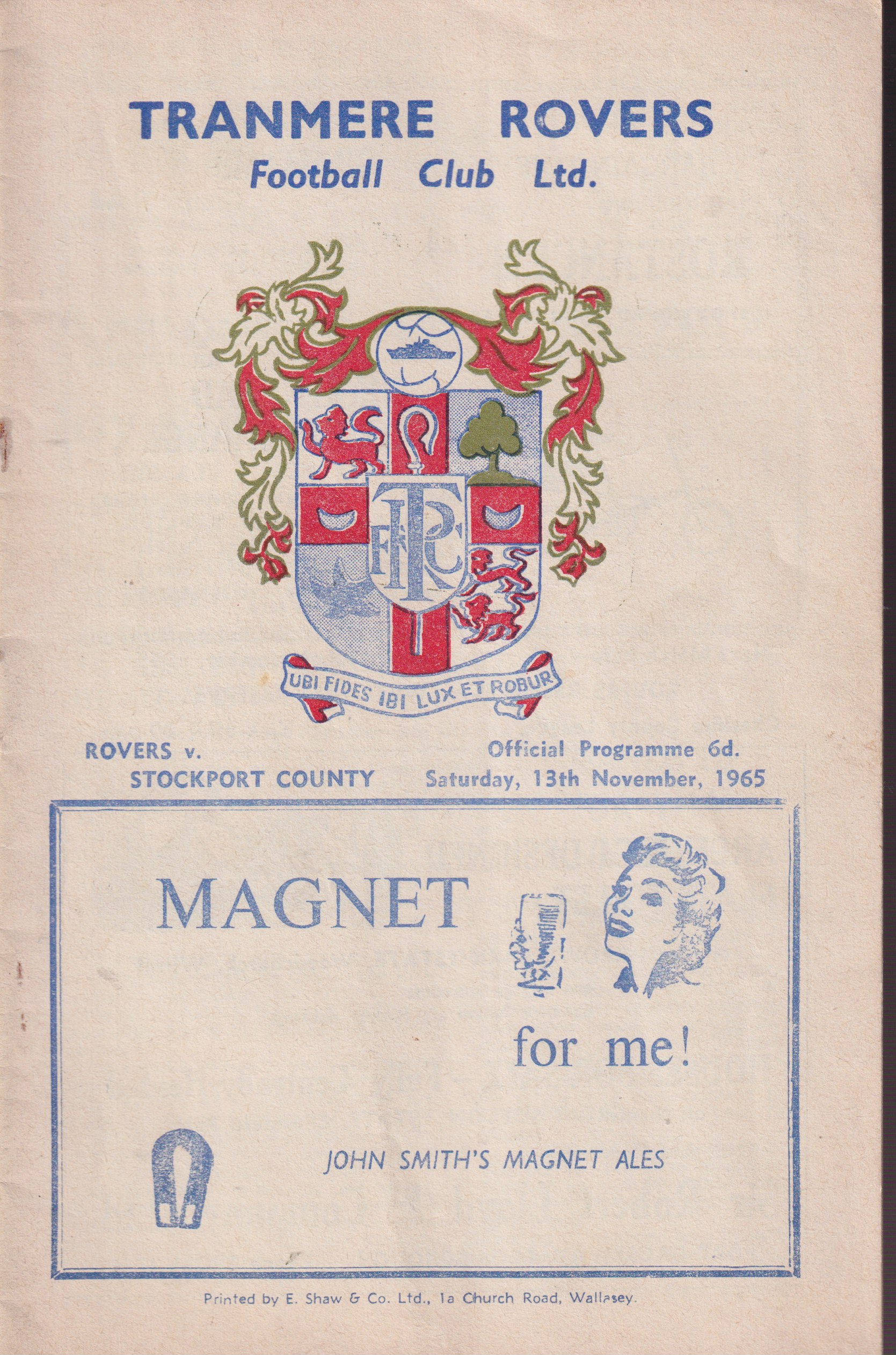 Match Programme for 13/11/1965