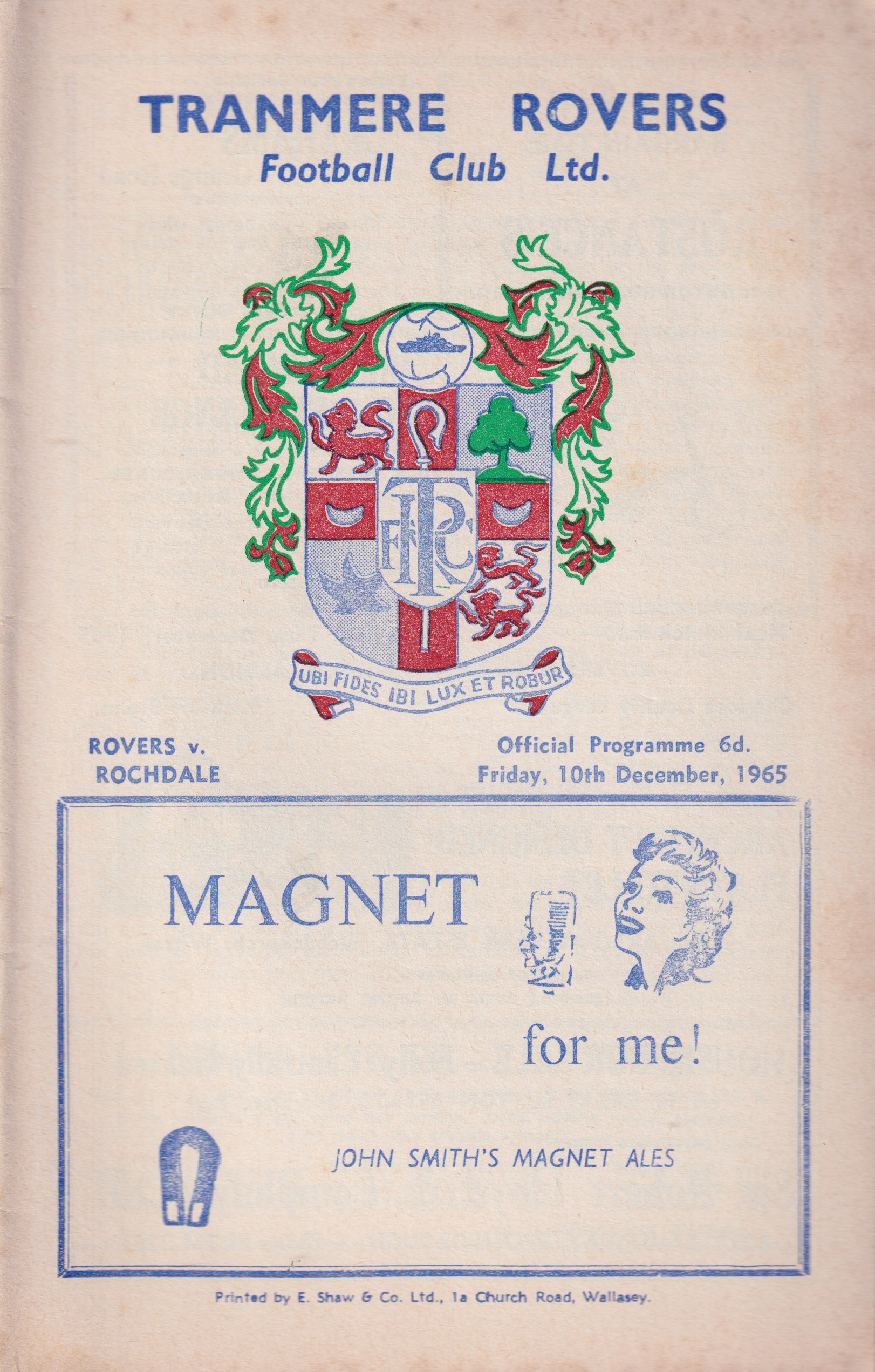 Match Programme for 10/12/1965