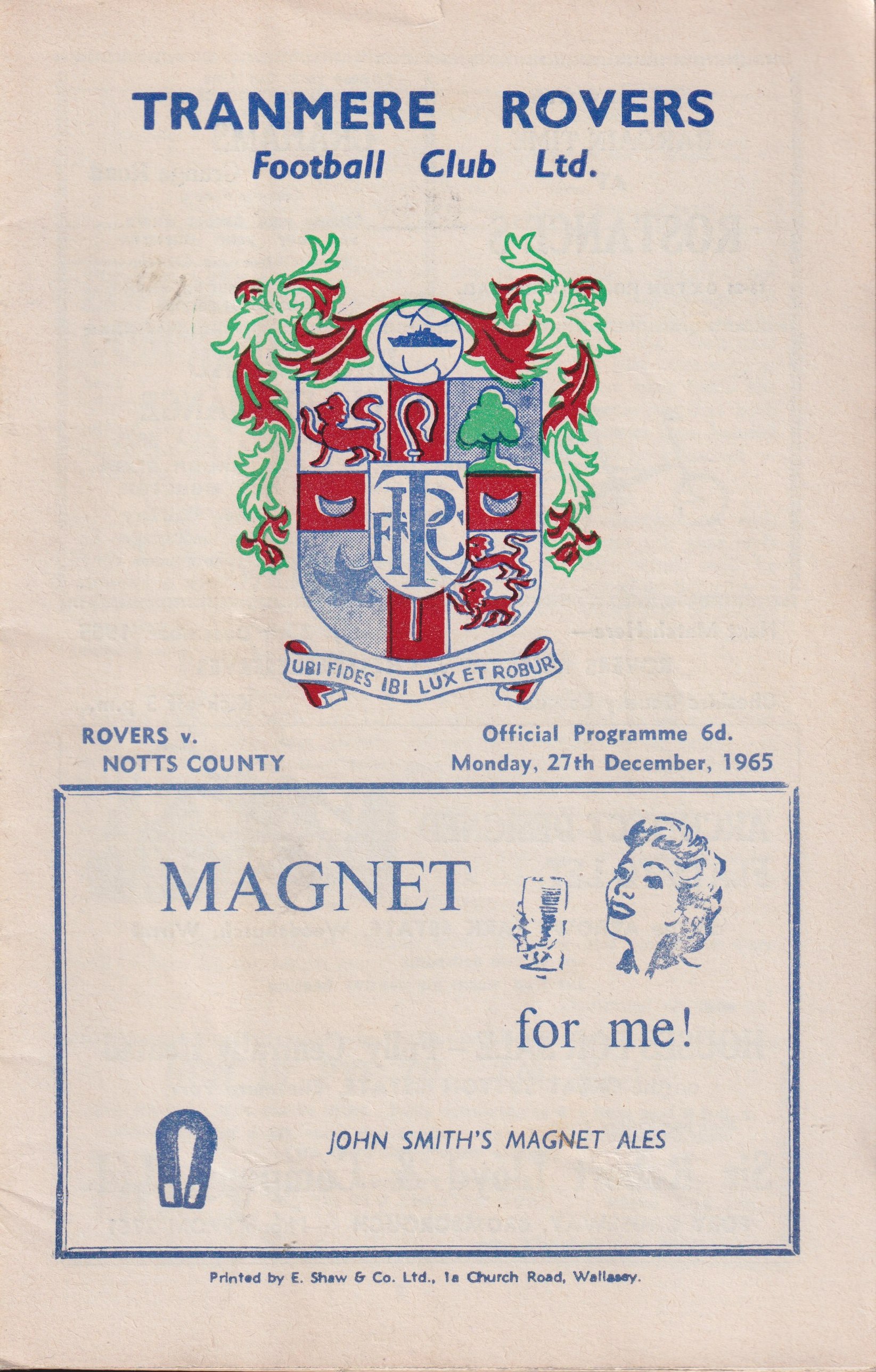 Match Programme for 27/12/1965
